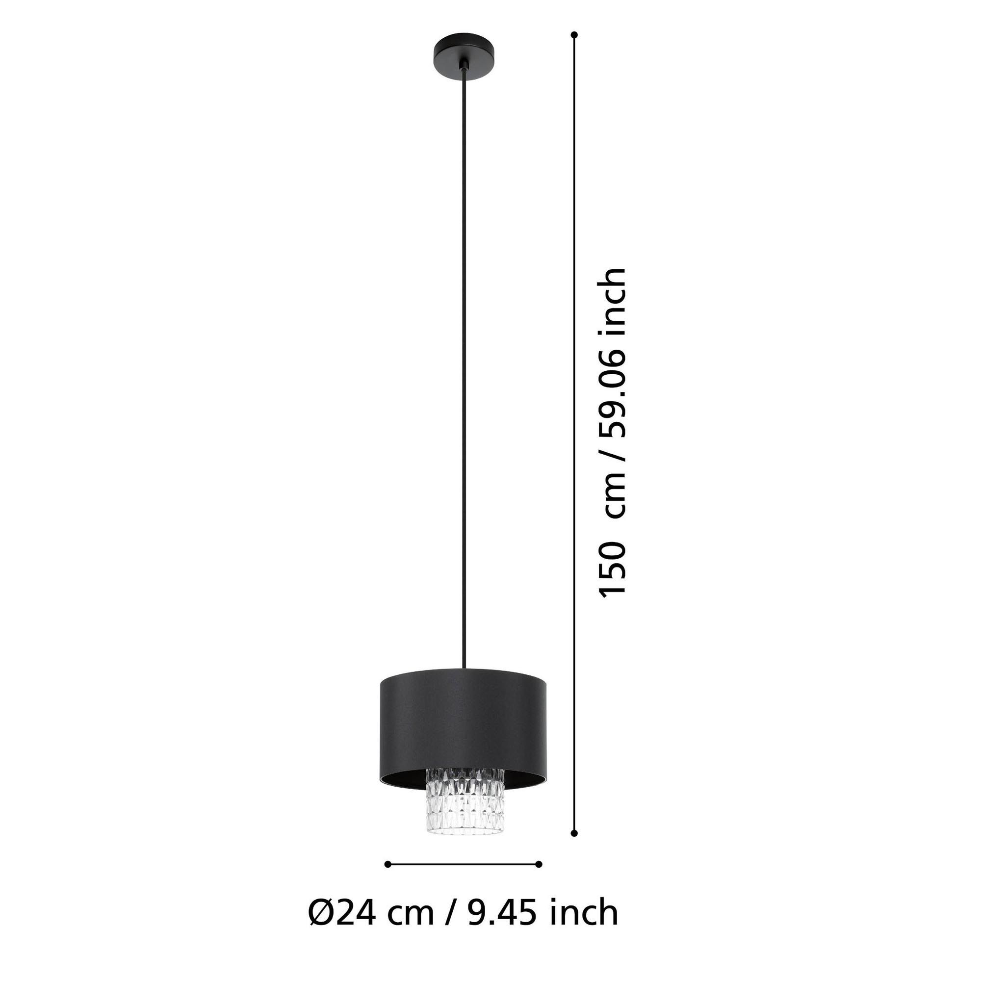 Suspension métal noir SAPUARA E27 1X40W