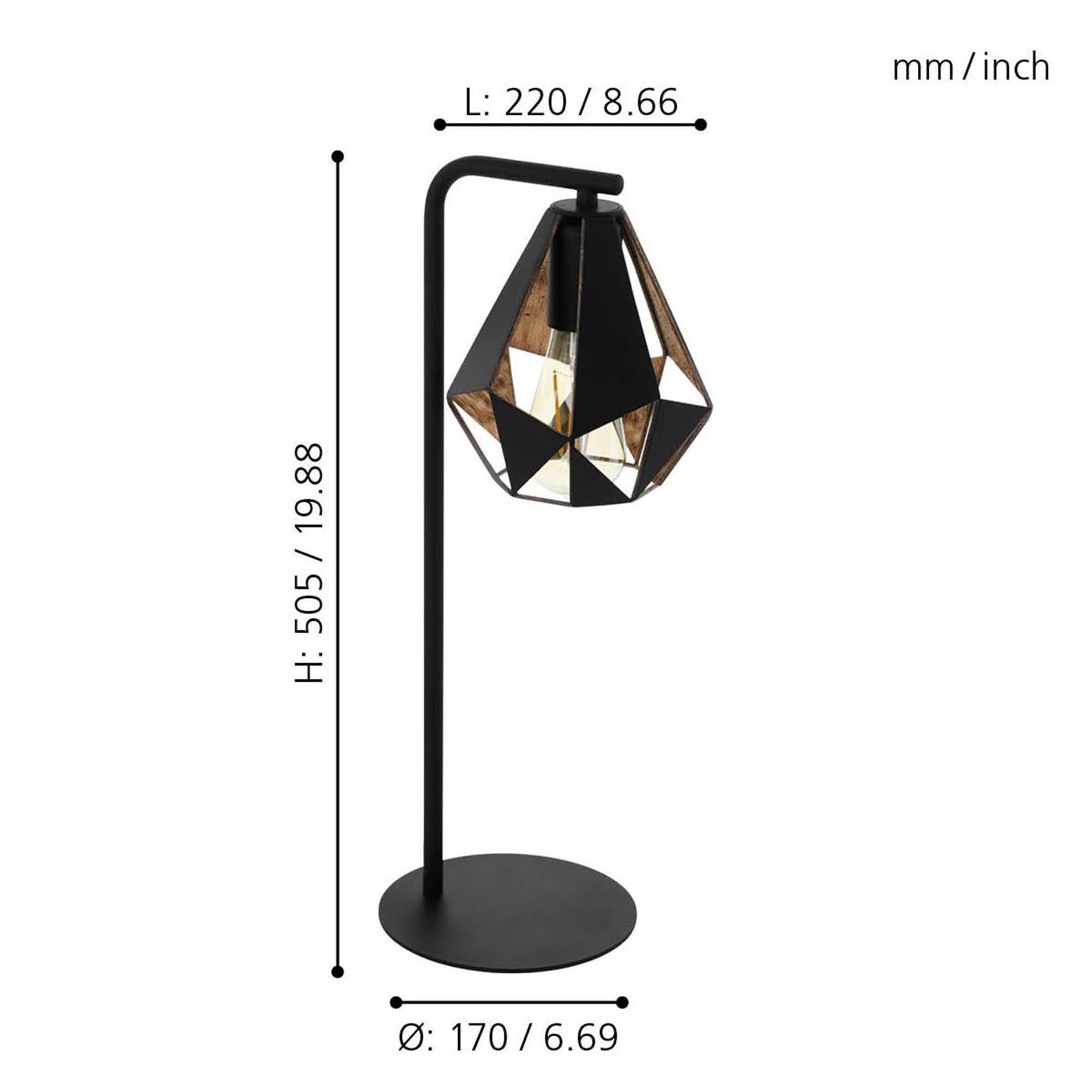 Lampe de table métal noir CARLTON 4 E27 1X60W