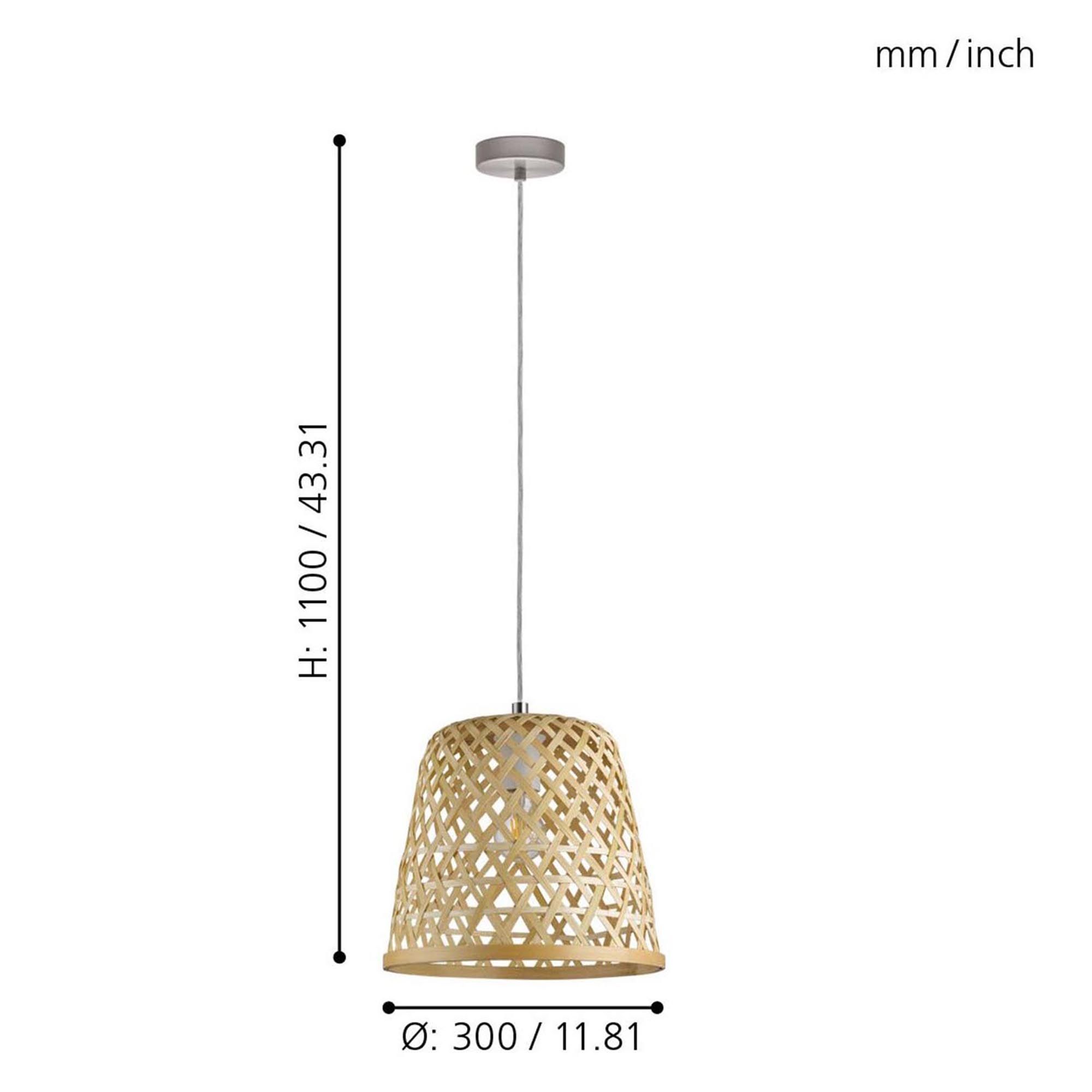 Suspension bambou naturel KIRKCOLM E27 1X60W