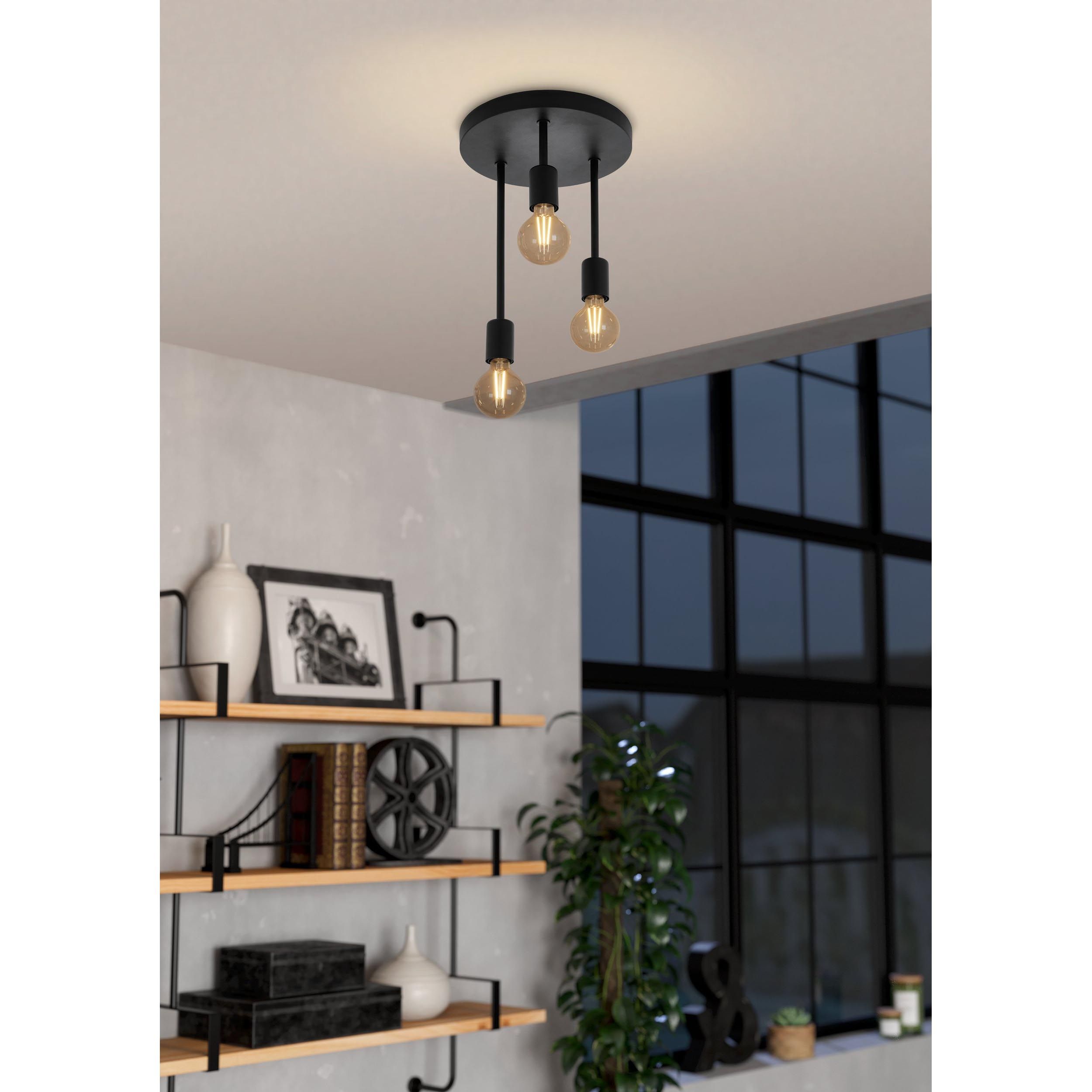 Plafonnier métal noir WILMCOTE E27 3X60W