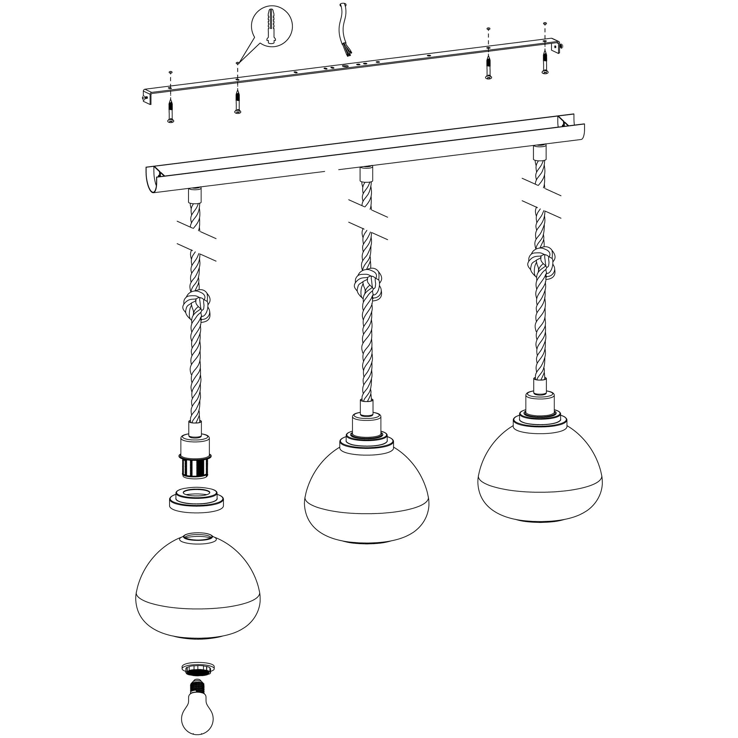 Suspension verre ambre RAMPSIDE E27 3X28W