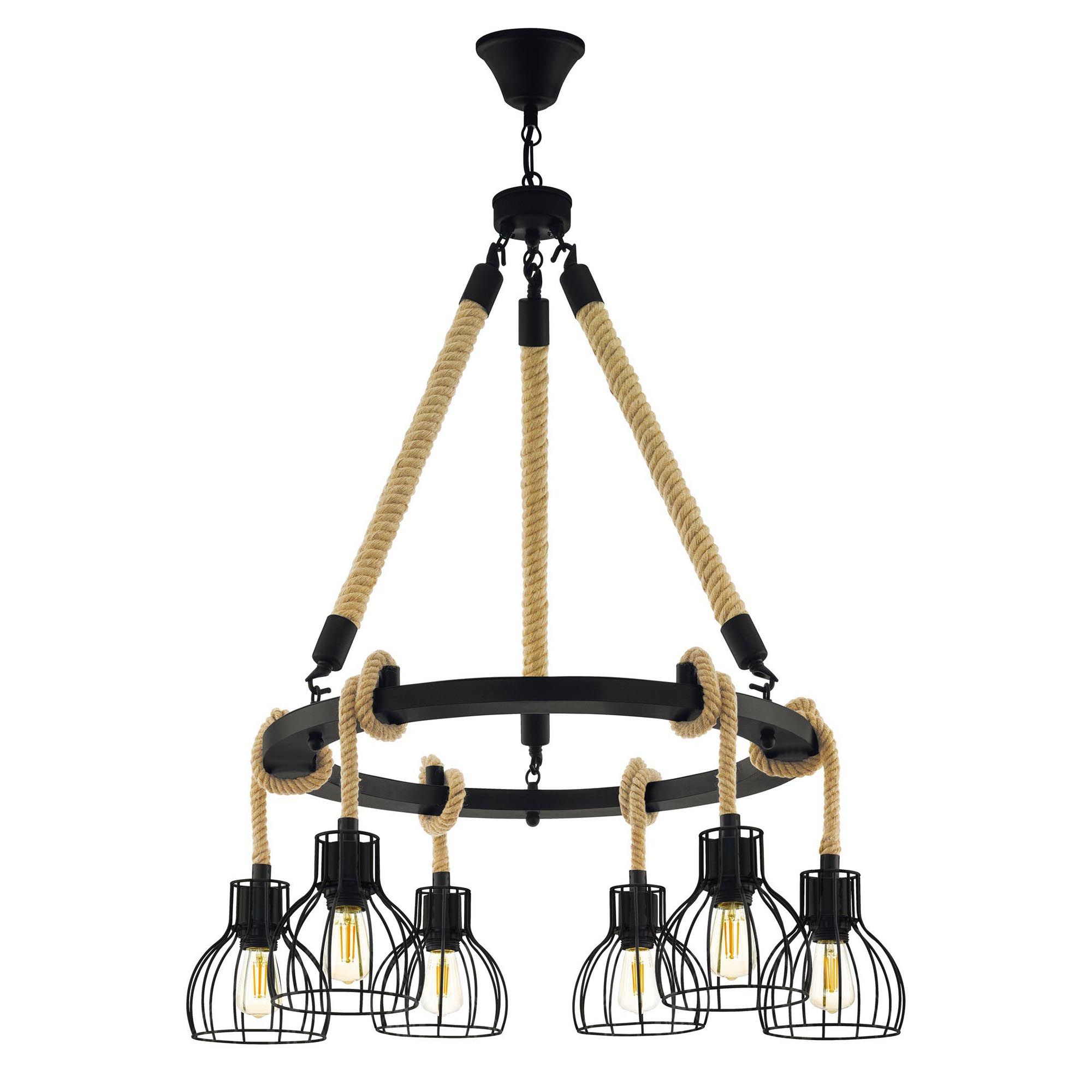 Suspension métal noir RAMPSIDE D76CM E27 6X28W