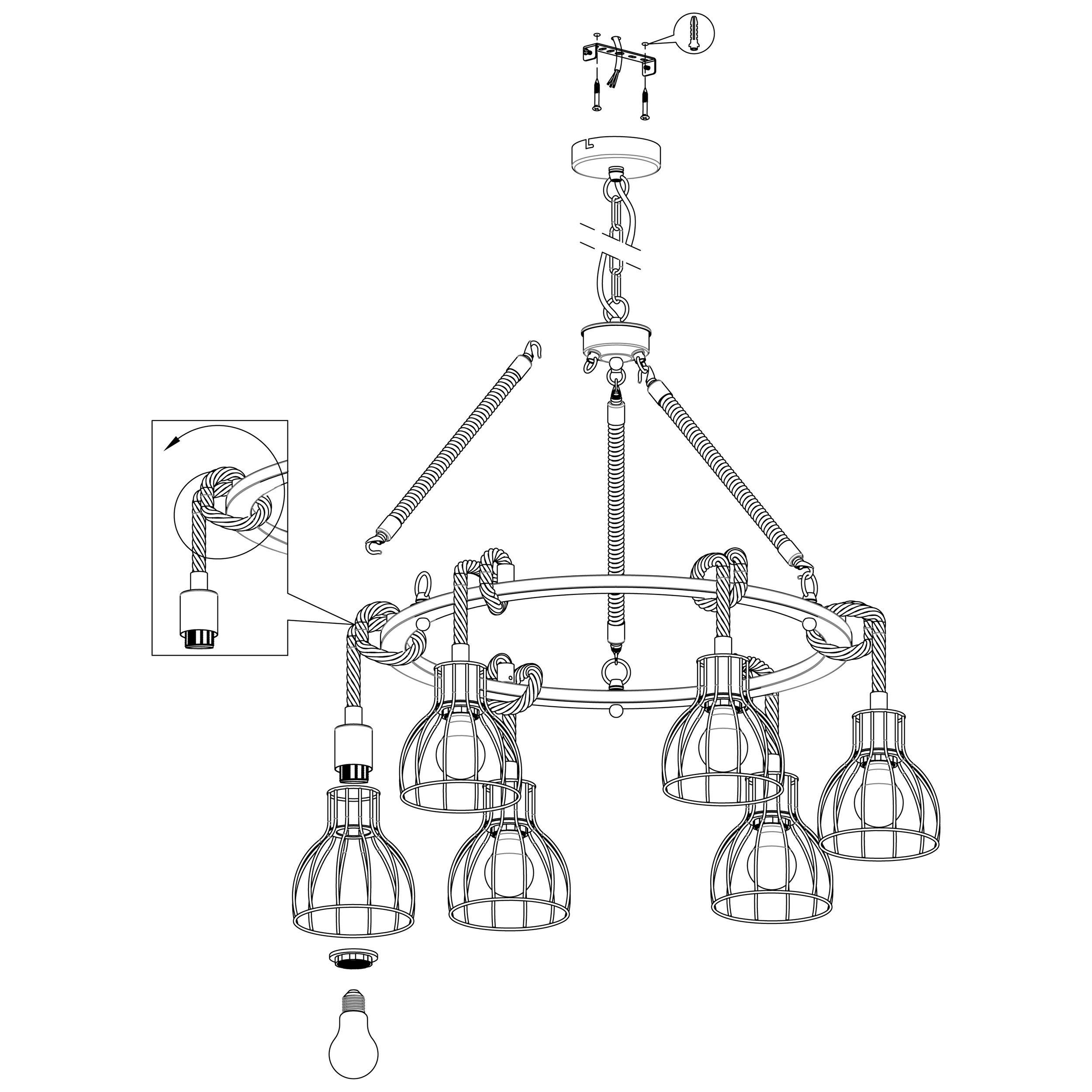 Suspension métal noir RAMPSIDE D76CM E27 6X28W