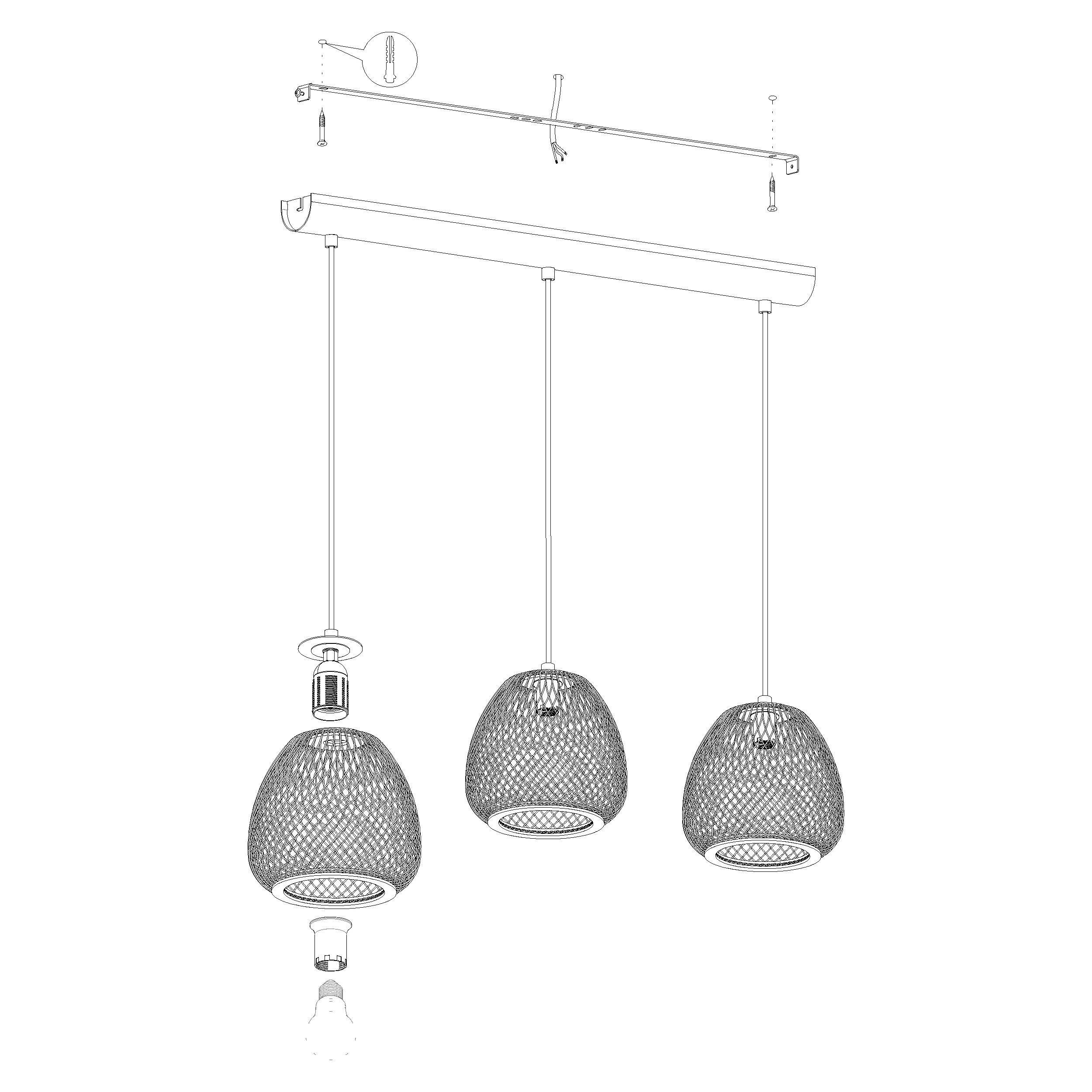 Suspension bois naturel DEMBLEBY E27 3X40W