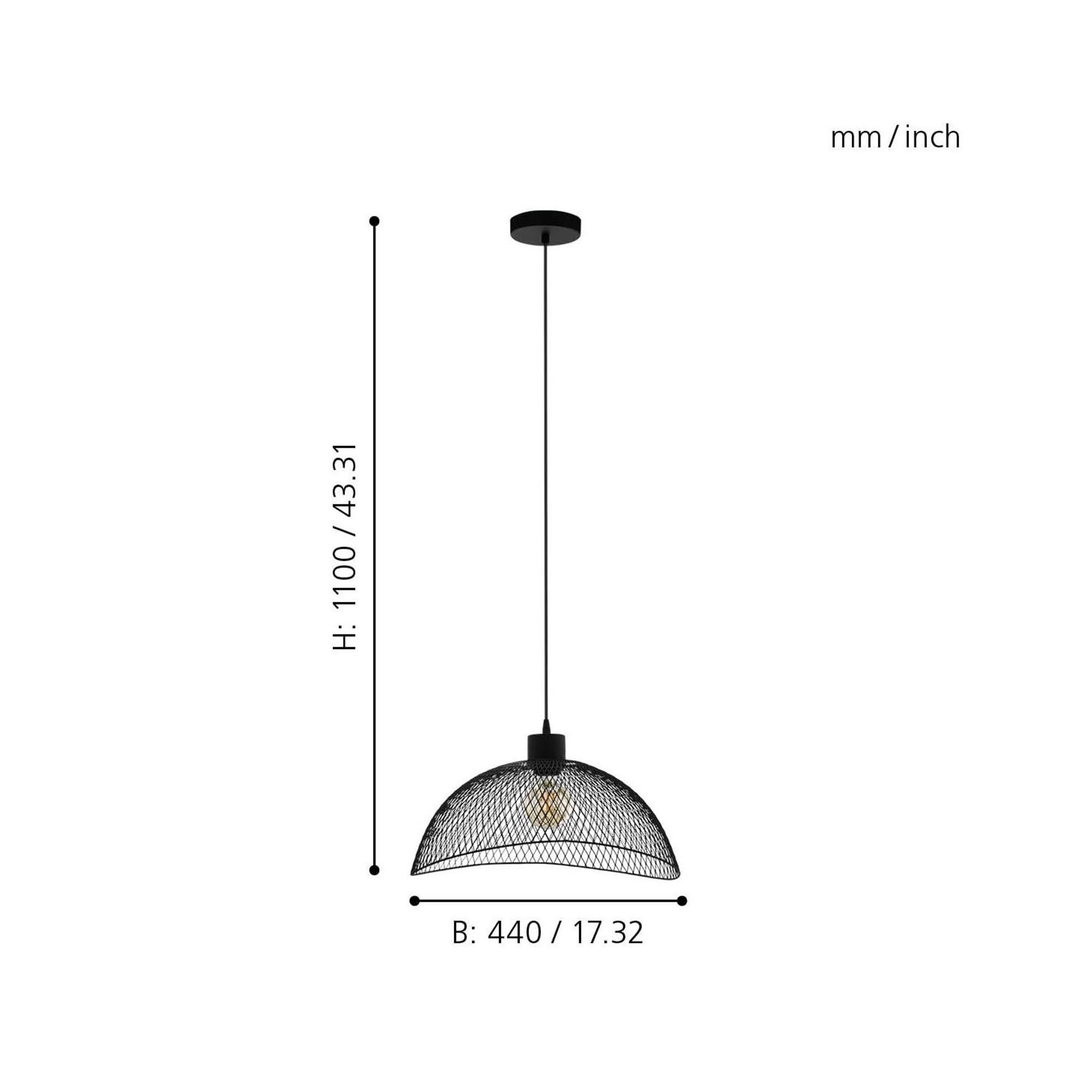 Suspension métal noir POMPEYA L45CM E27 1X60W