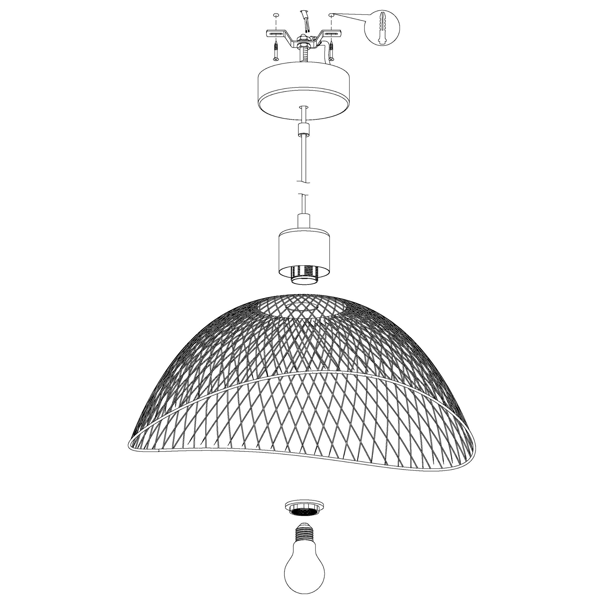 Suspension métal noir POMPEYA L45CM E27 1X60W