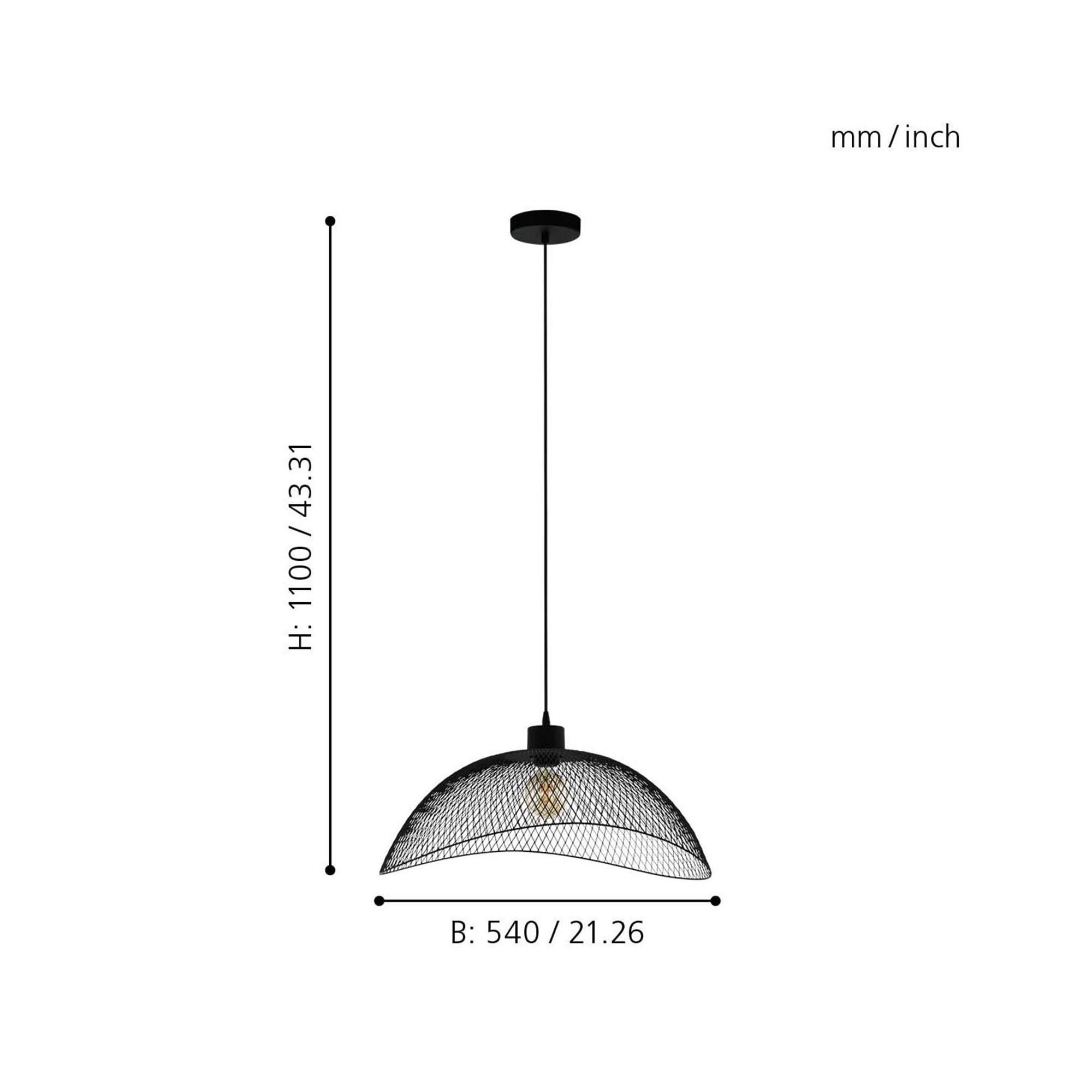 Suspension métal noir POMPEYA L56CM E27 1X60W