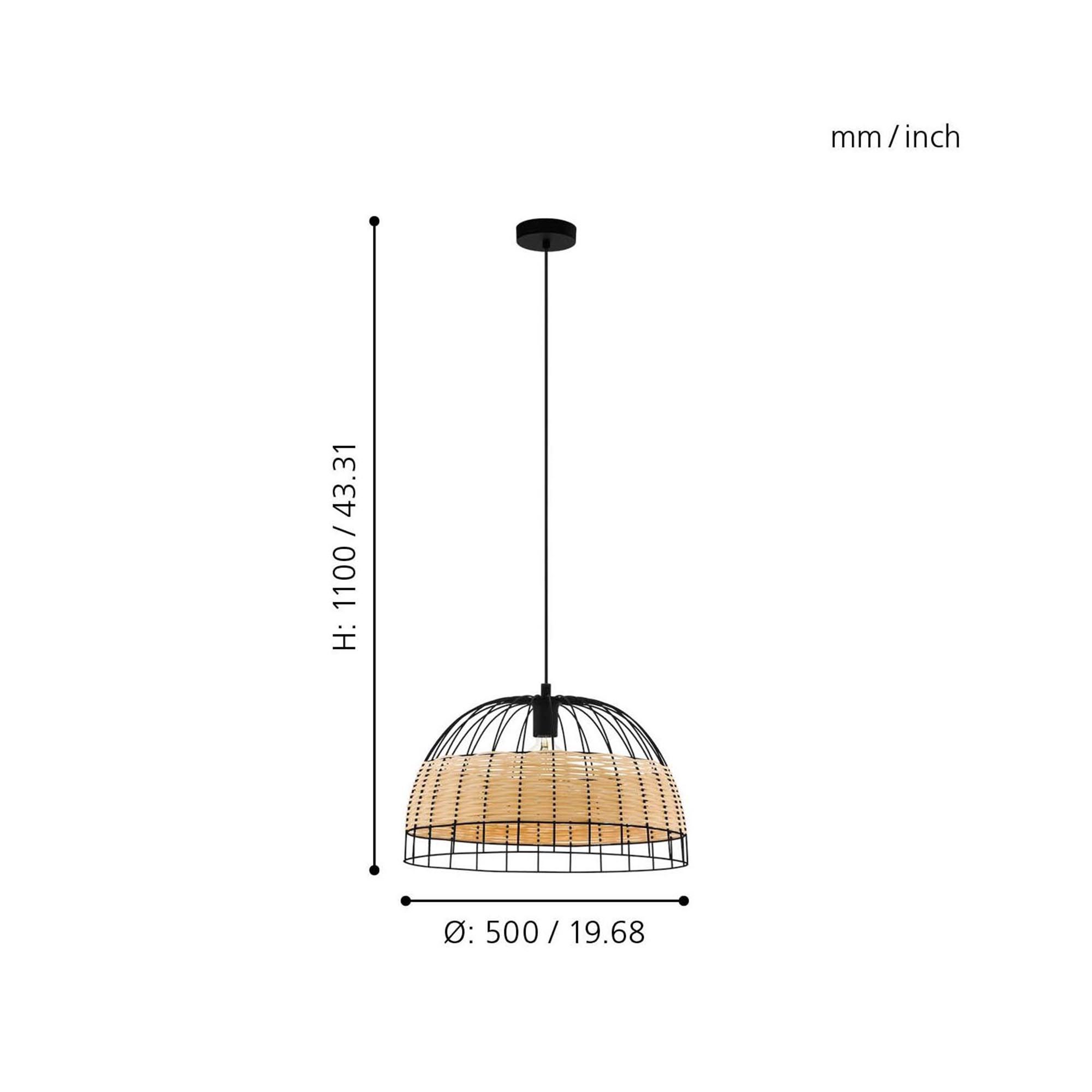 Suspension métal naturel ANWICK D50CM E27 1X40W