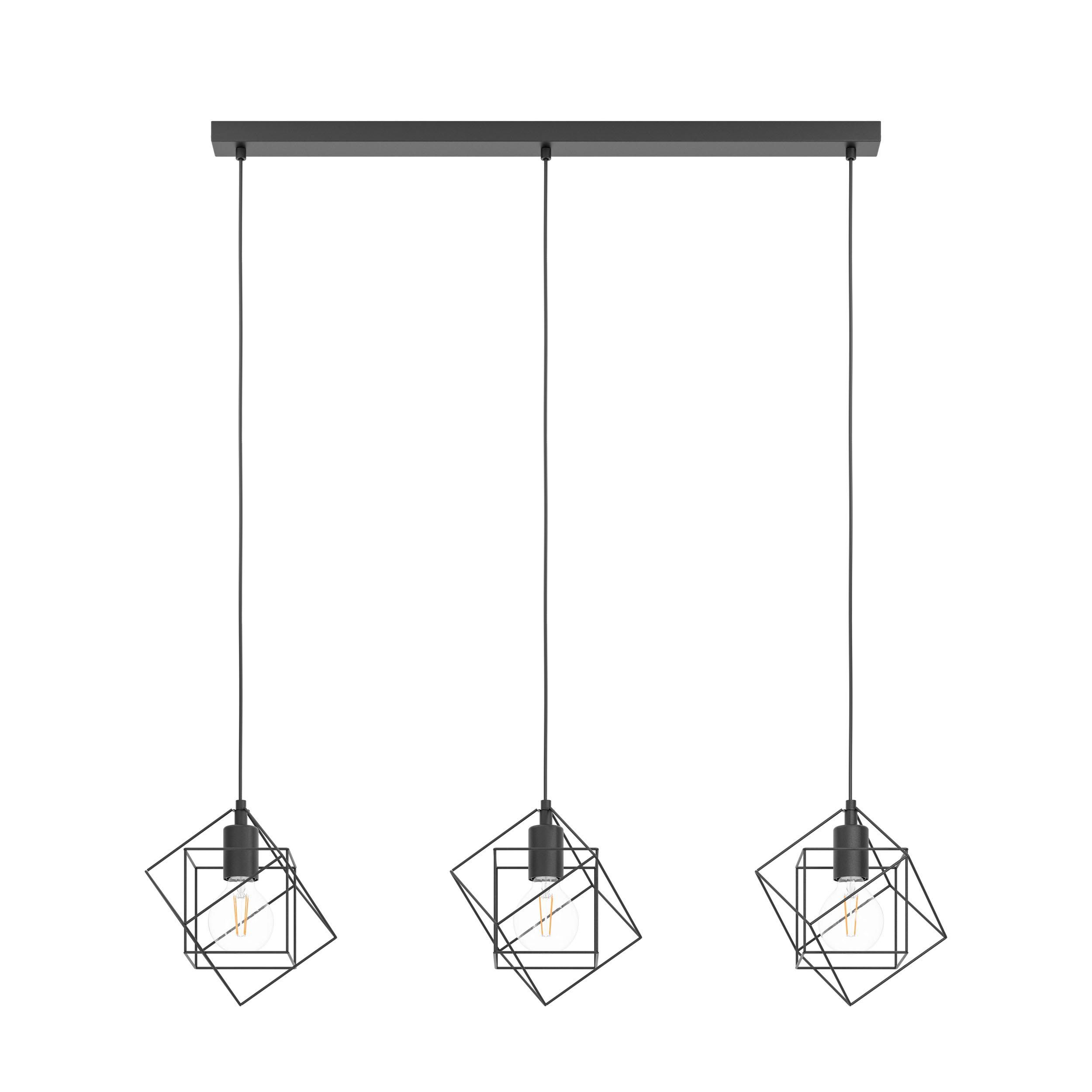 Suspension métal noir STRAITON E27 3X60W