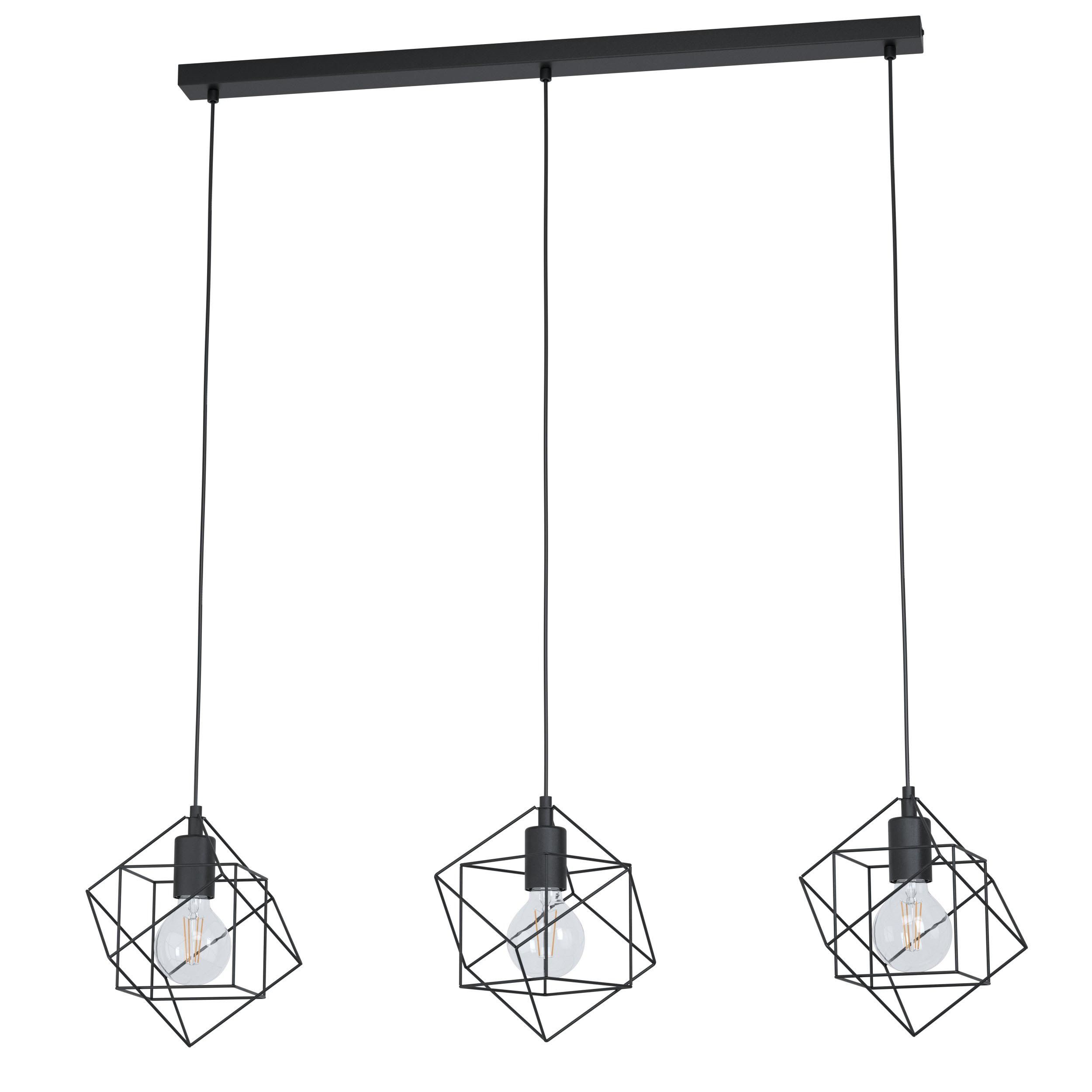 Suspension métal noir STRAITON E27 3X60W