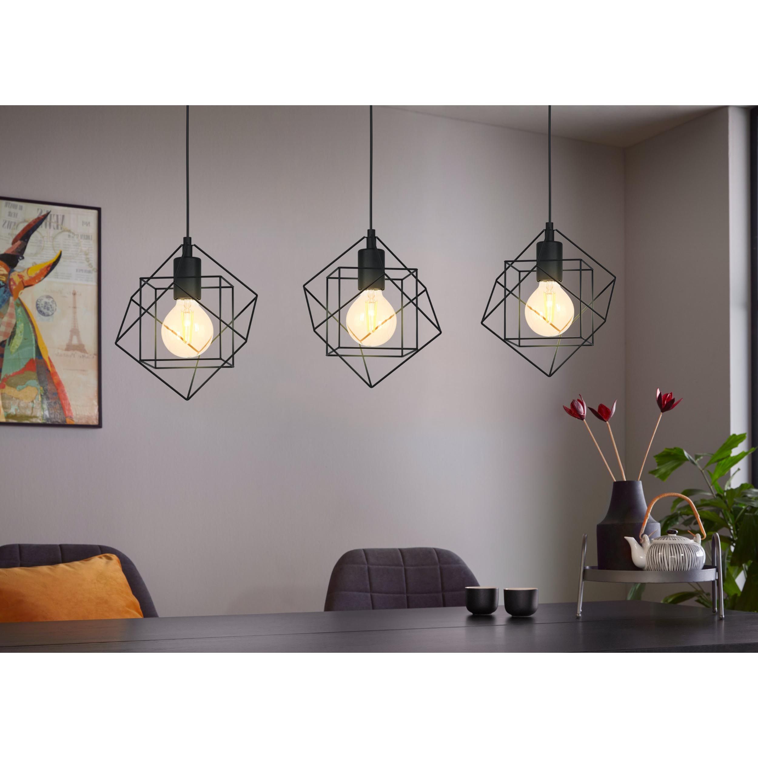 Suspension métal noir STRAITON E27 3X60W