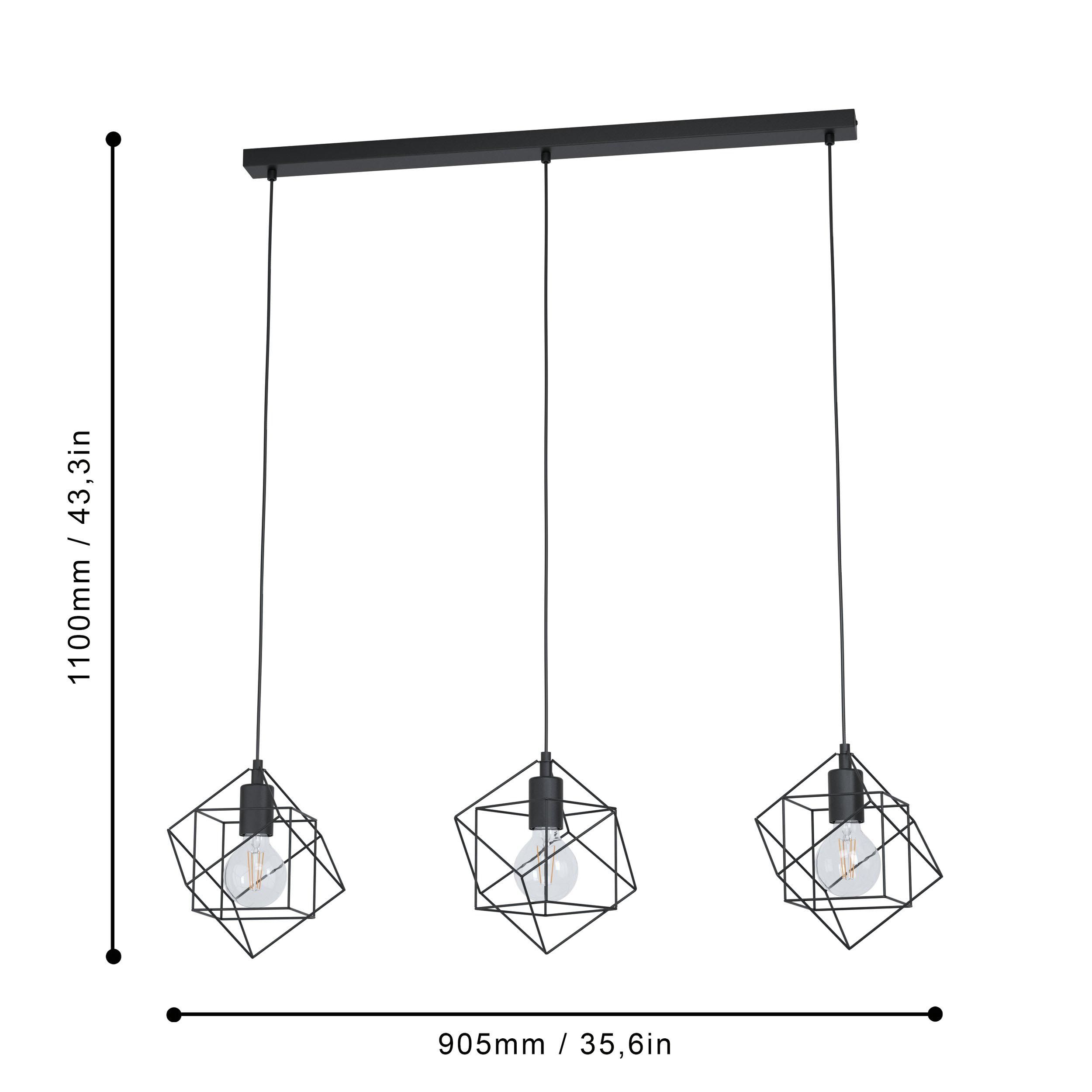 Suspension métal noir STRAITON E27 3X60W