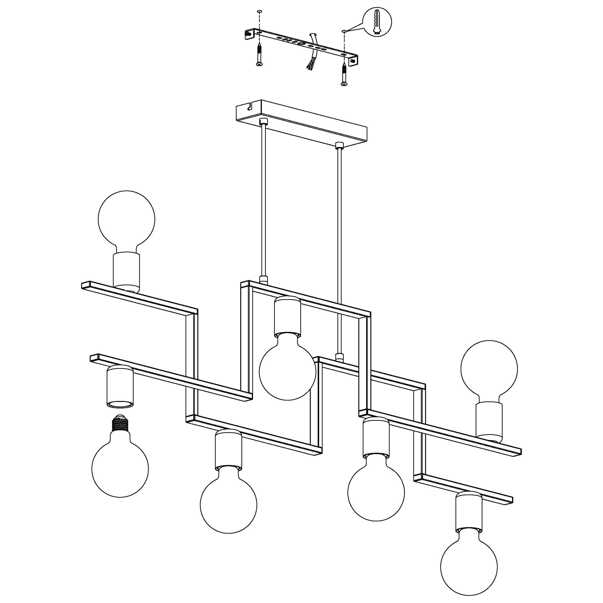 Suspension métal noir FEMBARD E27 7X60W