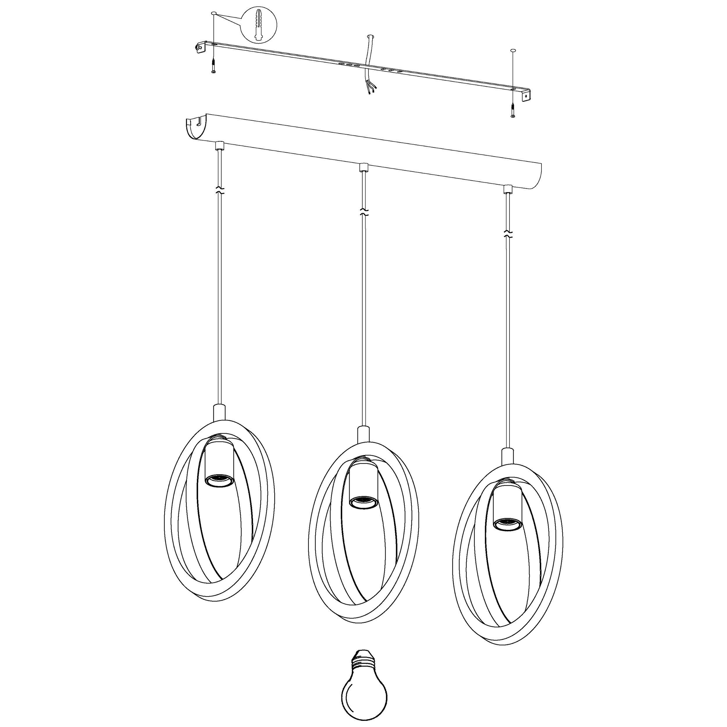 Suspension métal noir BASILDON Barre 3 E27 3X40W