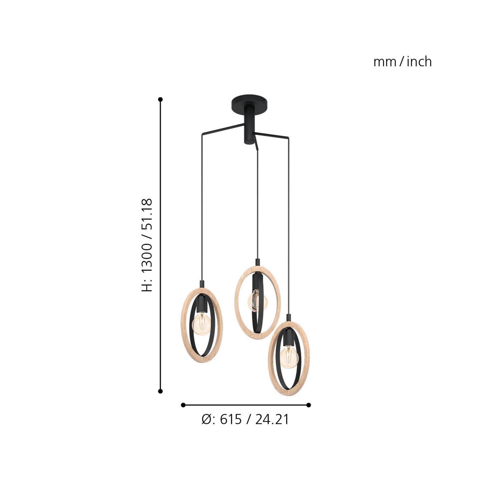 Suspension métal noir BASILDON Cascade 3 E27 3X40W