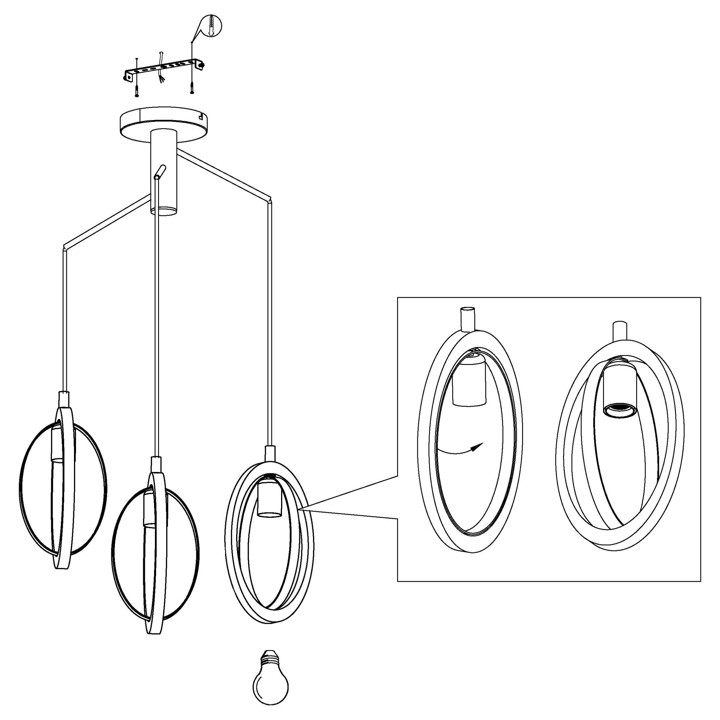 Suspension métal noir BASILDON Cascade 3 E27 3X40W