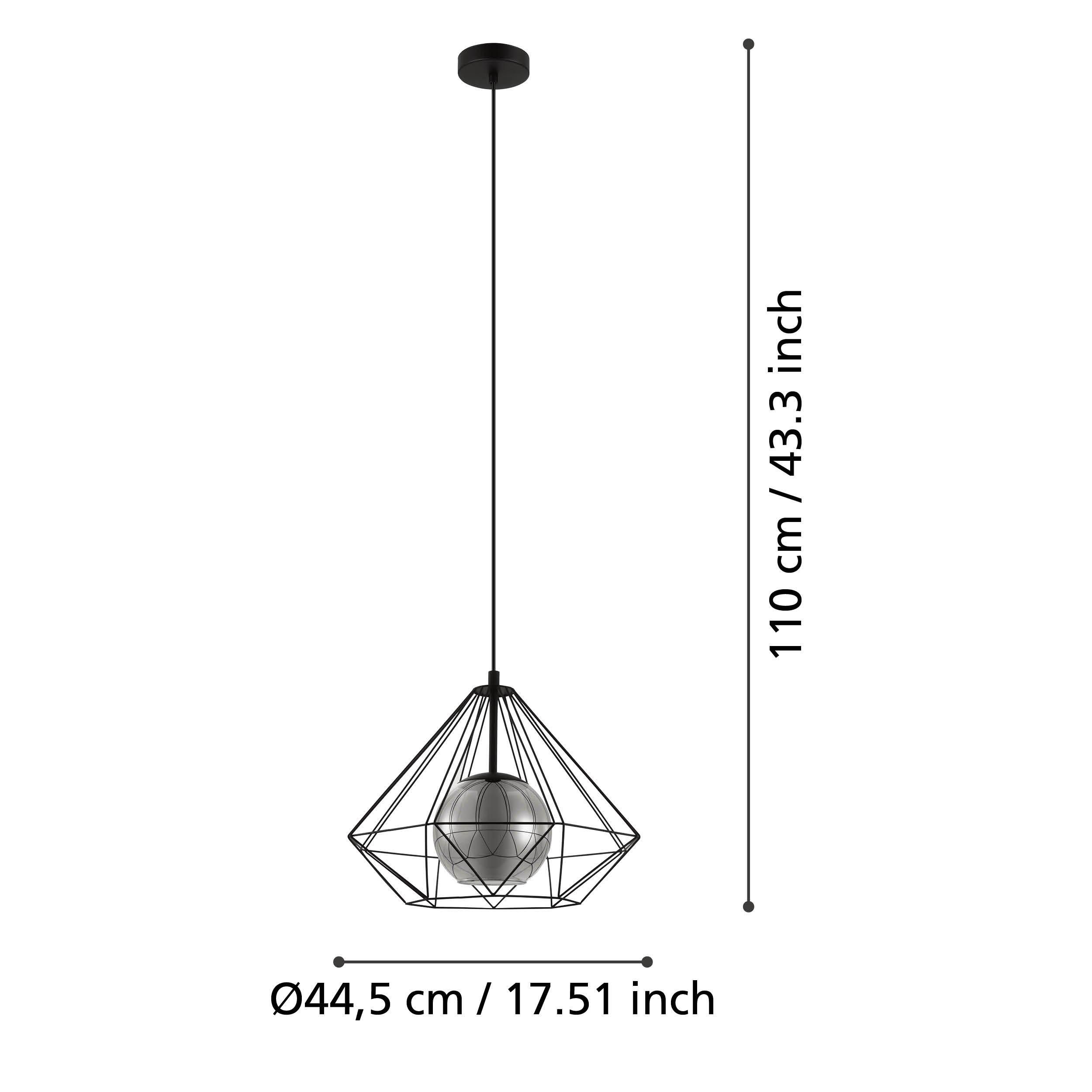 Suspension métal noir VERNHAM d44,5 cm E27 1X40W