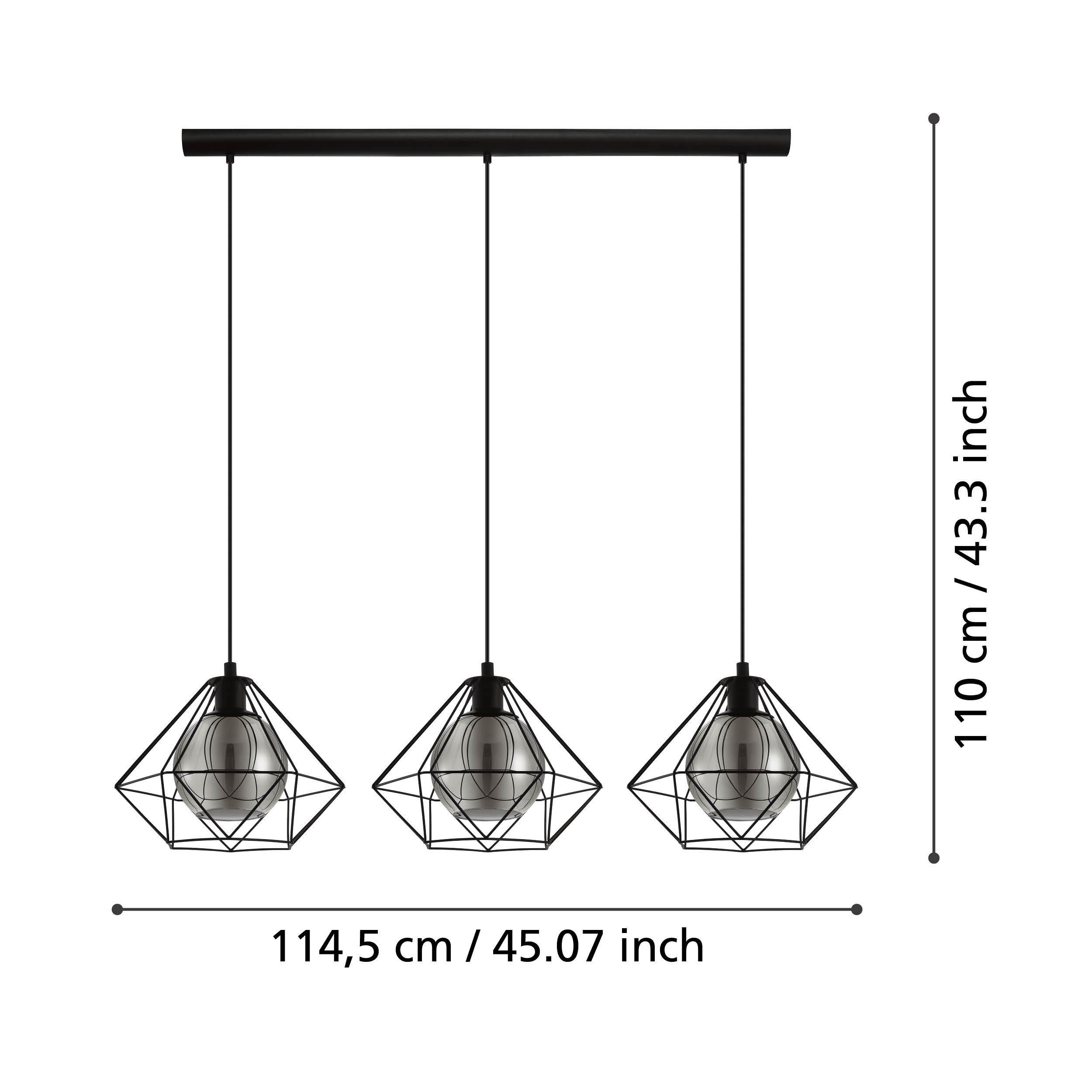 Suspension métal noir VERNHAM E27 3X40W