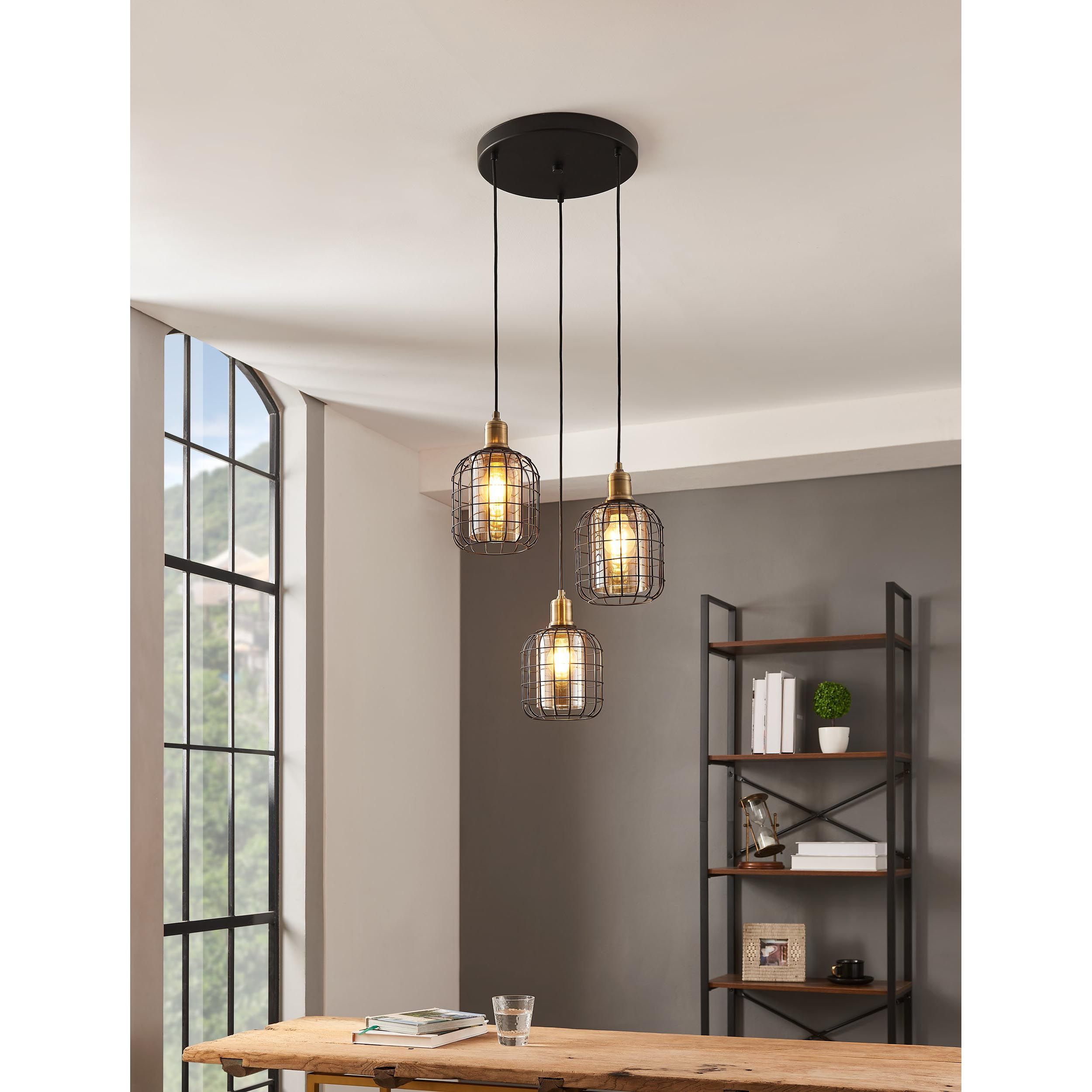 Suspension métal noir CHISLE E27 3X40W