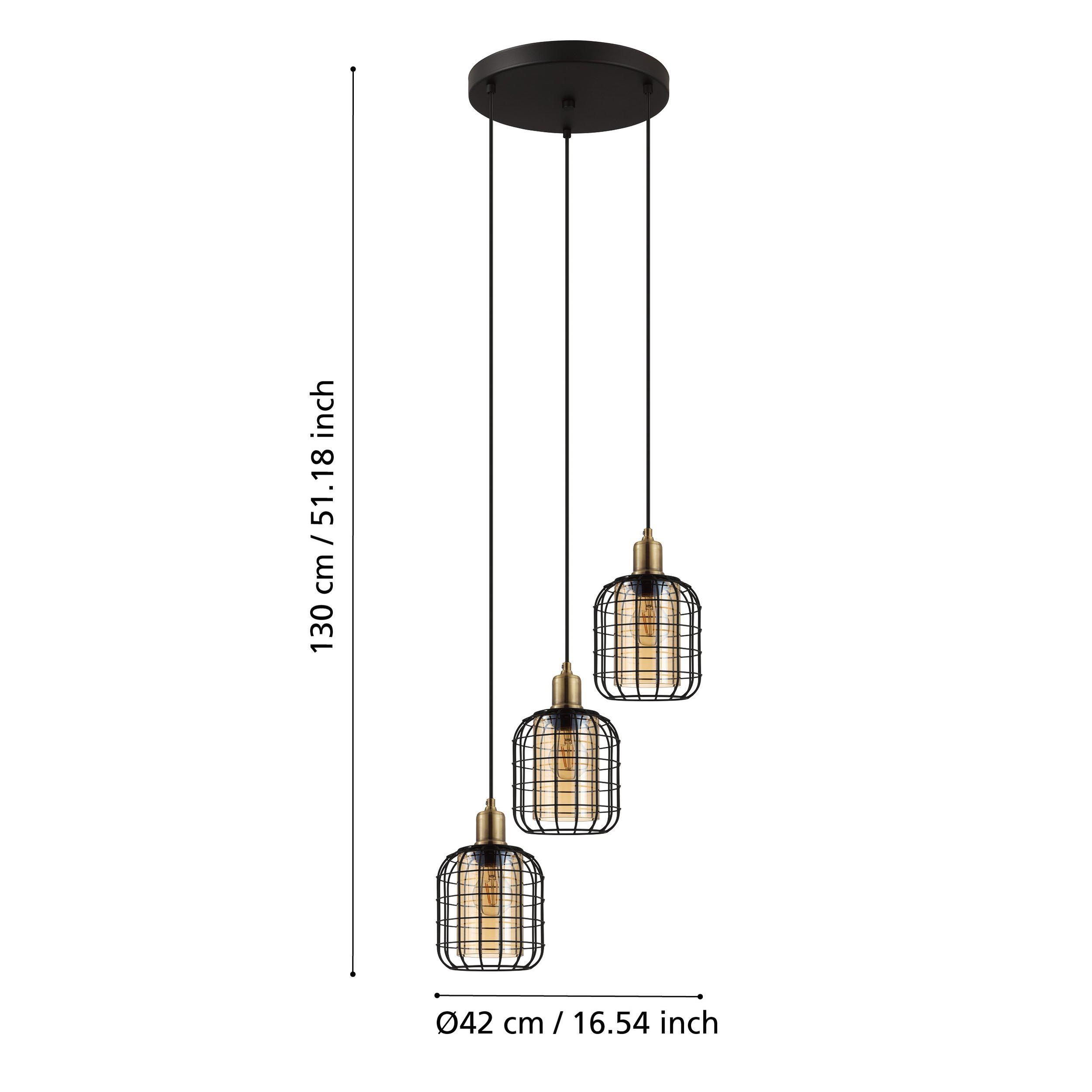 Suspension métal noir CHISLE E27 3X40W