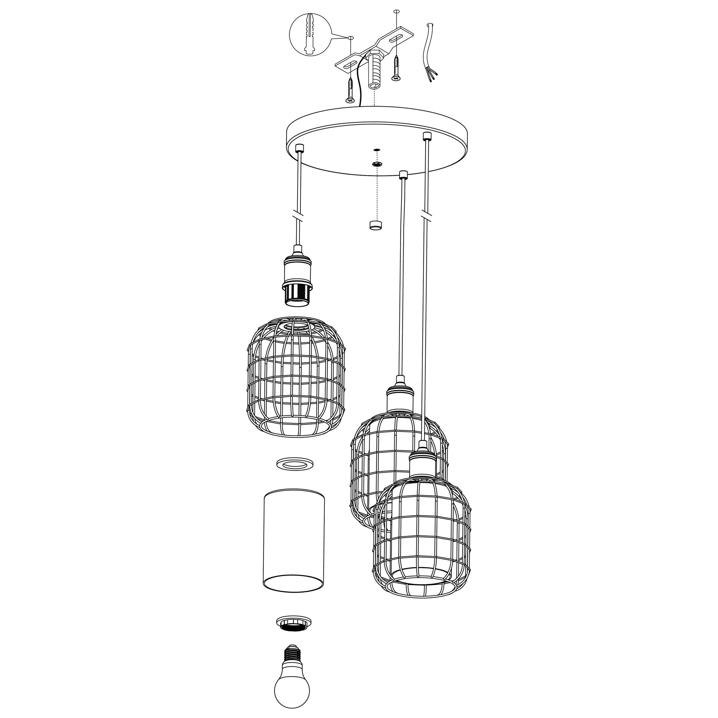 Suspension métal noir CHISLE E27 3X40W