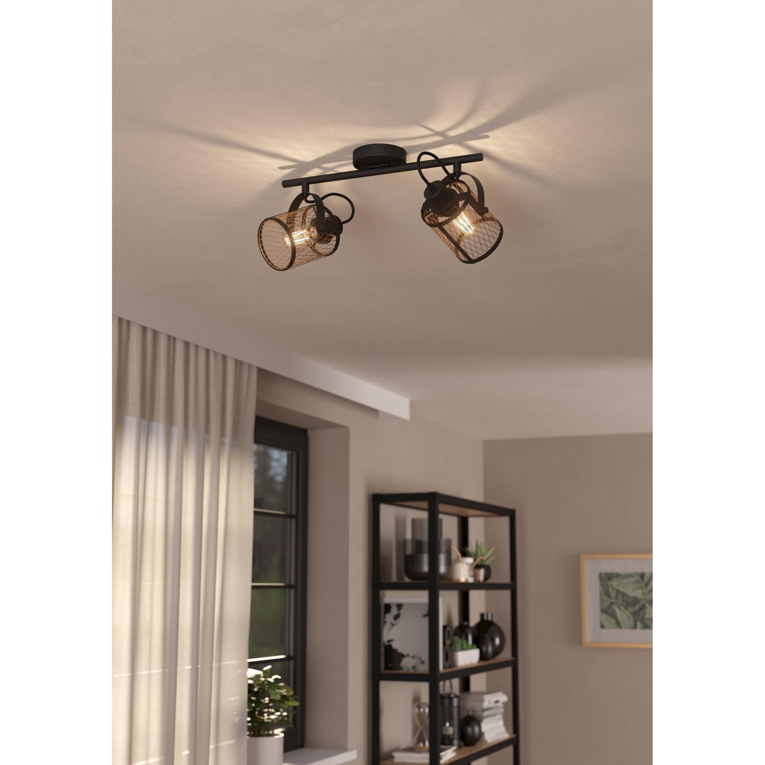 Spot de plafond réglette/plaf métal noir DELLOW E27 2X40W