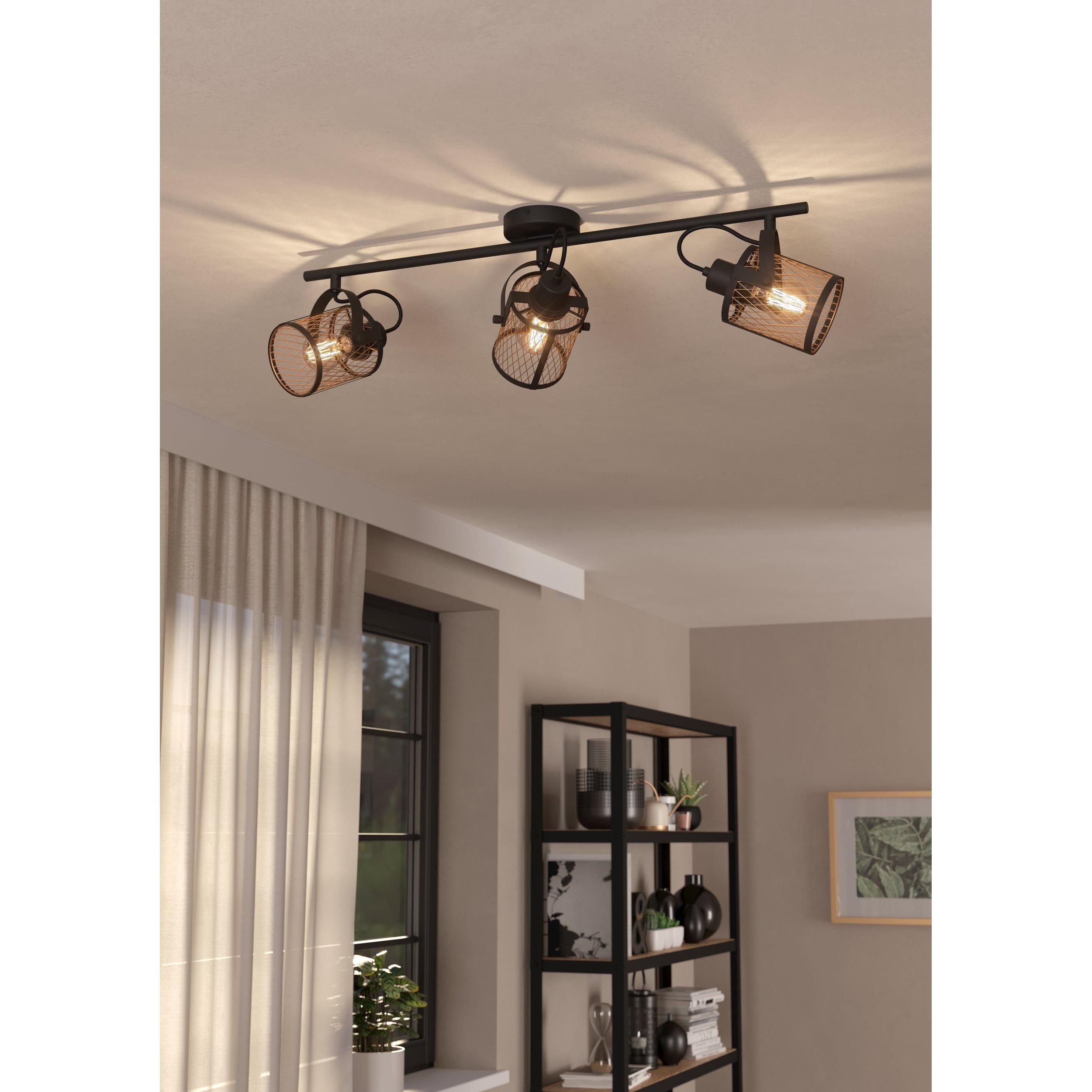 Spot de plafond réglette/plaf métal noir DELLOW E27 3X40W