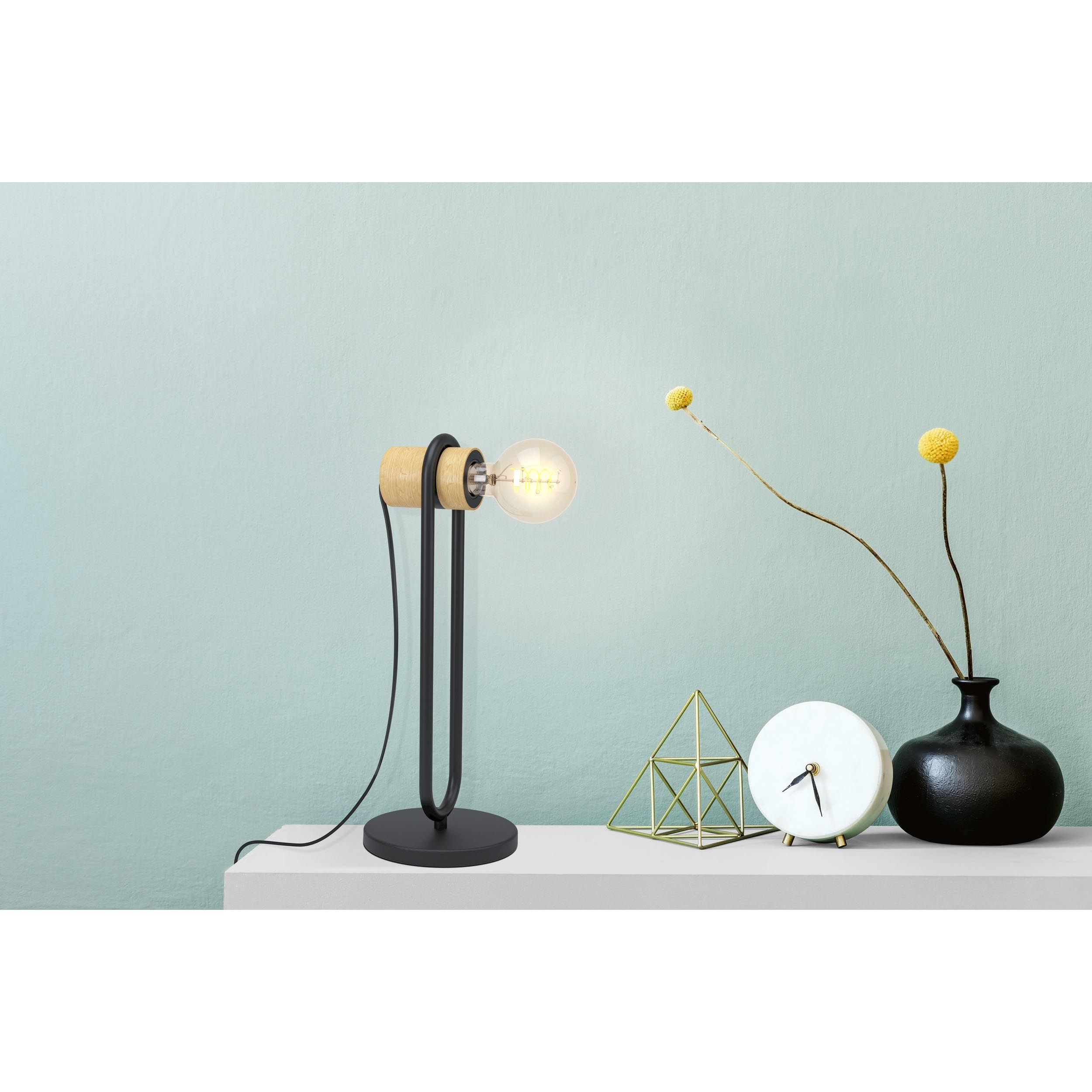 Lampe de table bois noir CHIEVELEY E27 1X28W