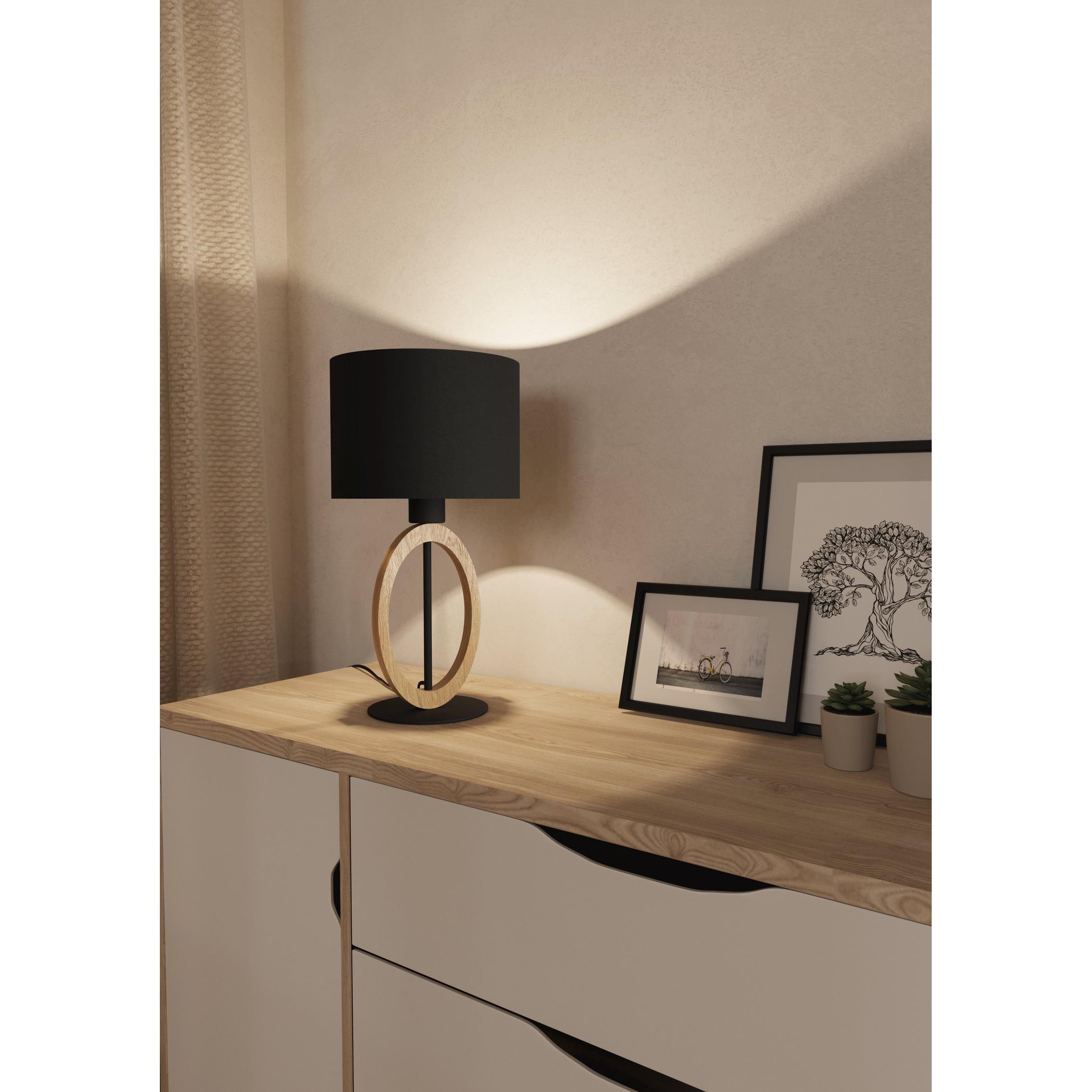 Lampe de table tissu noir BASILDON 1 E27 1X40W