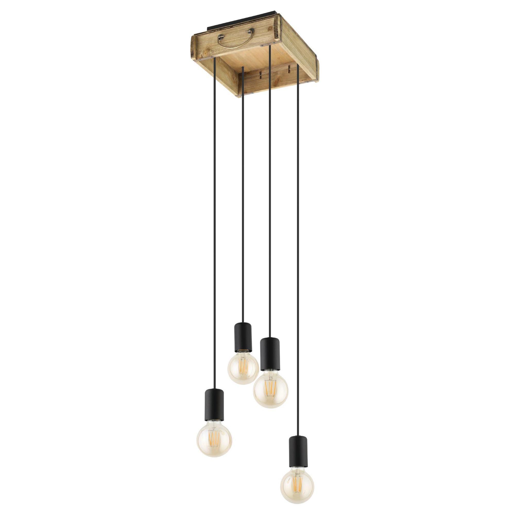 Suspension métal naturel WOOTTON E27 4X40W