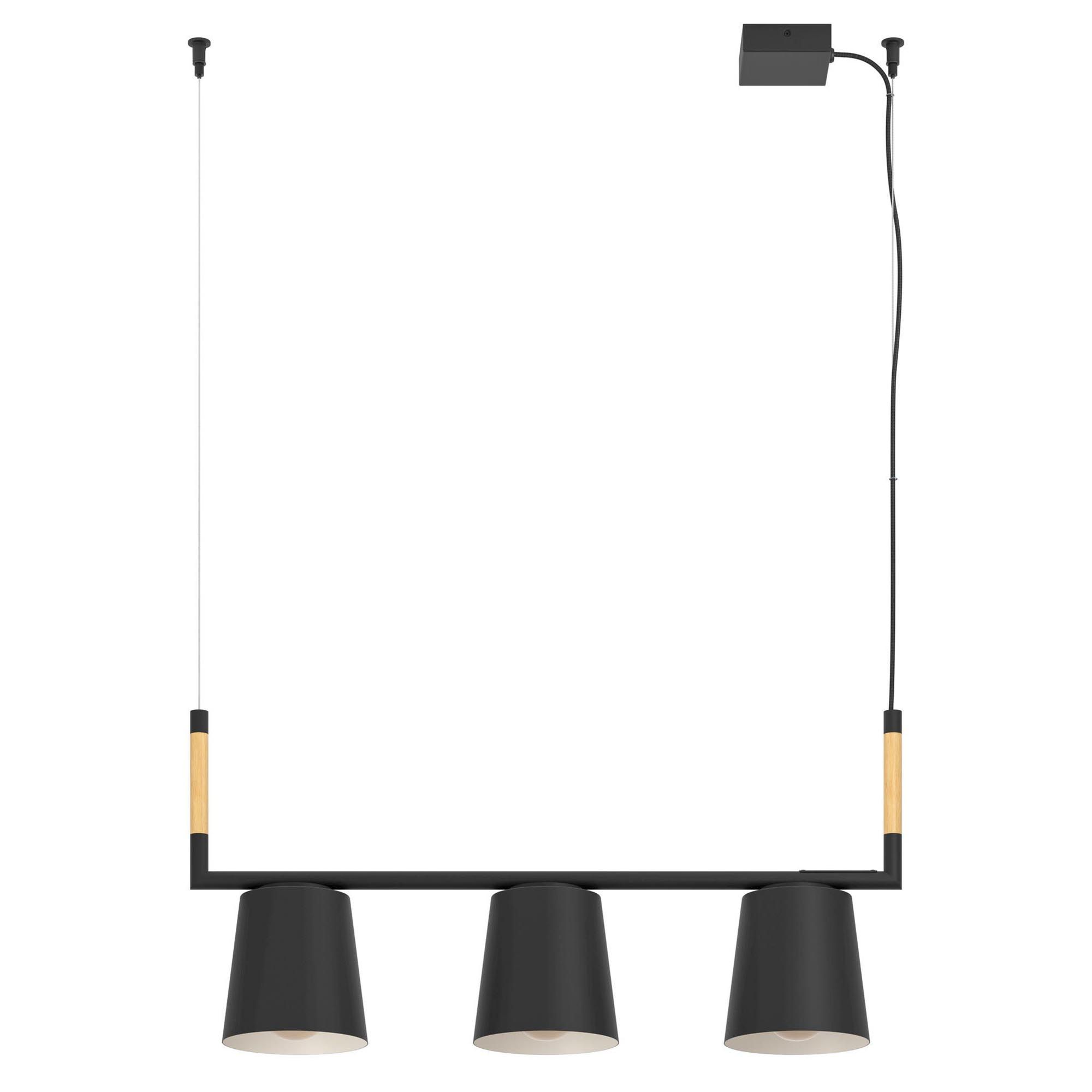 Suspension métal noir LACEY E27 3X40W