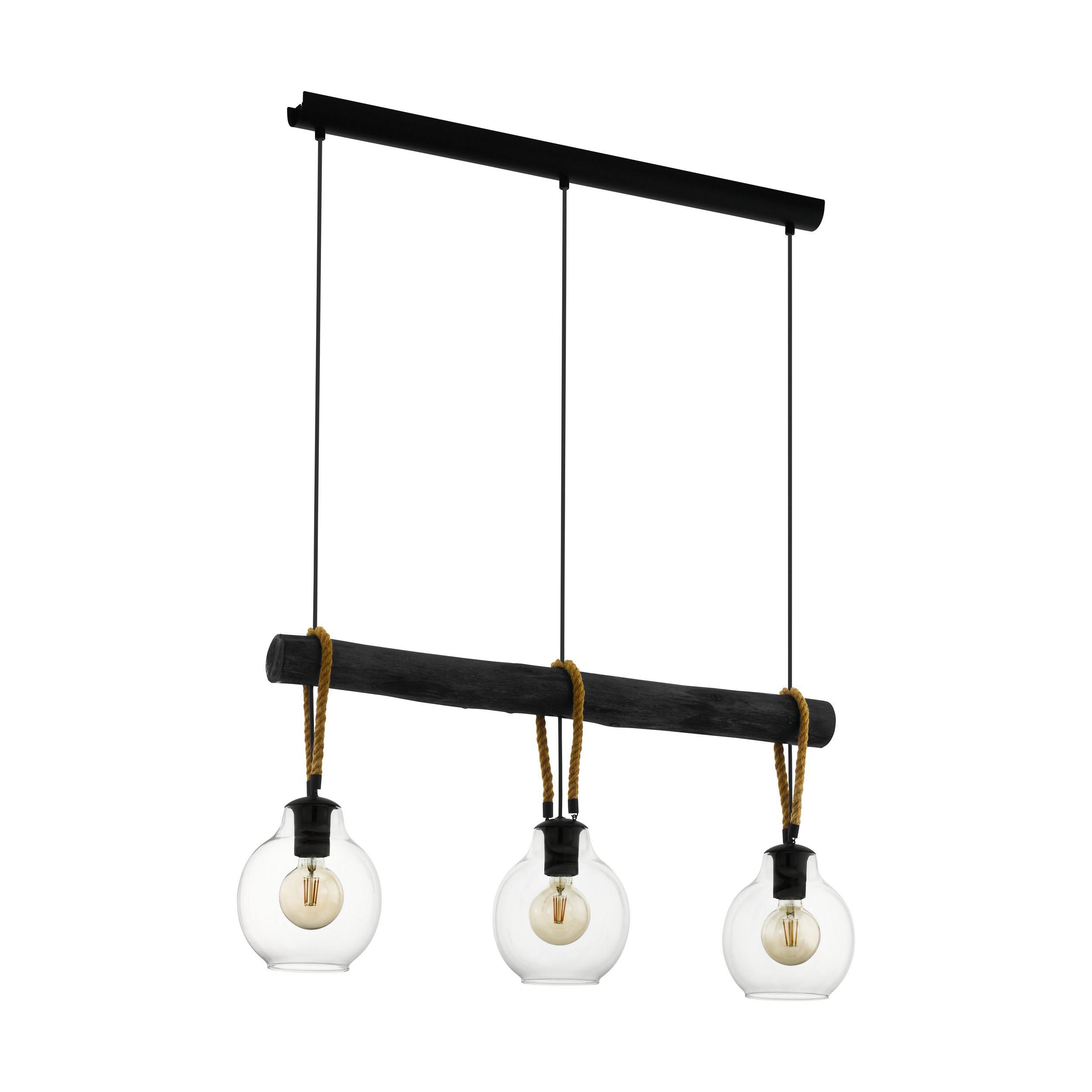 Suspension verre noir RODING E27 3X40W