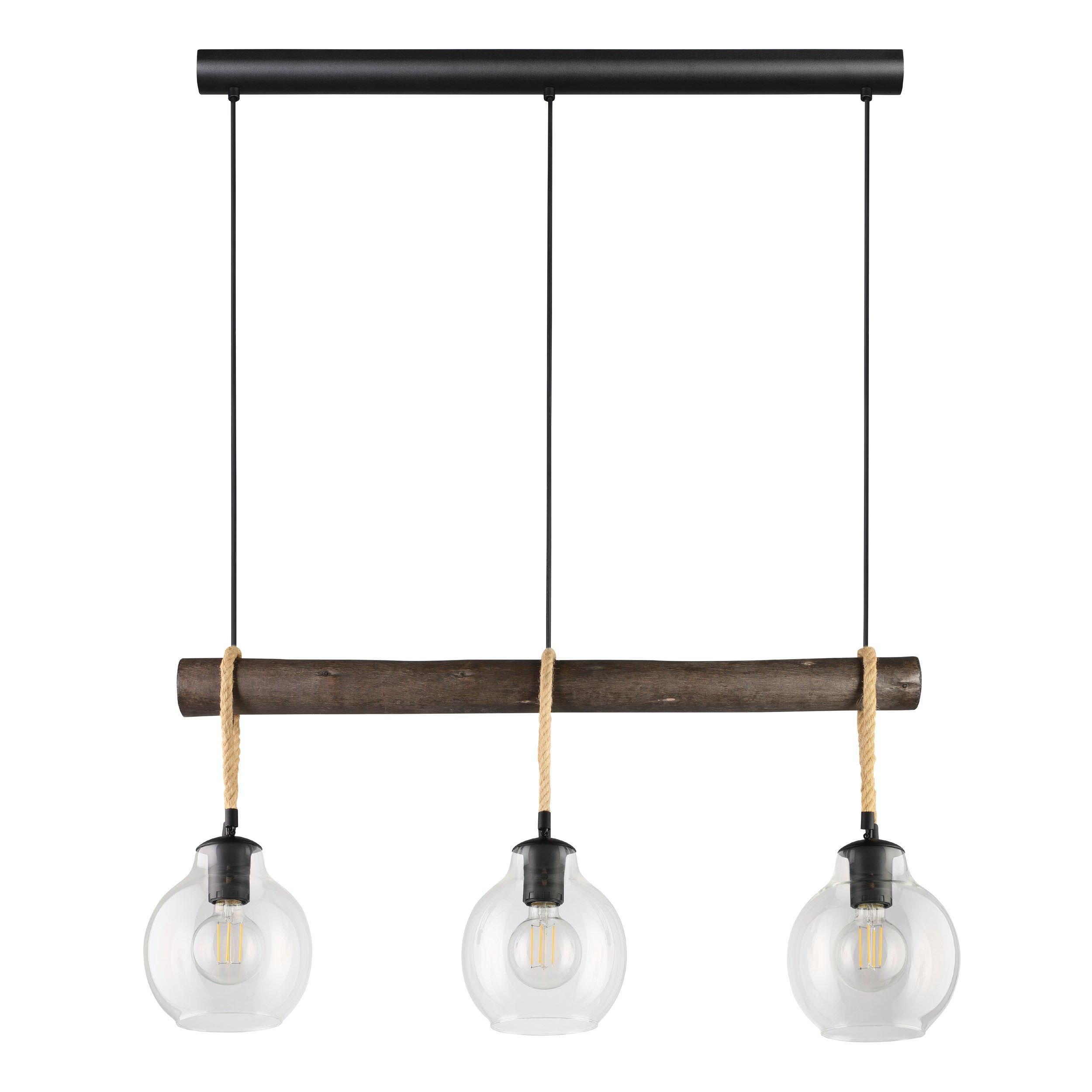 Suspension verre noir RODING E27 3X40W