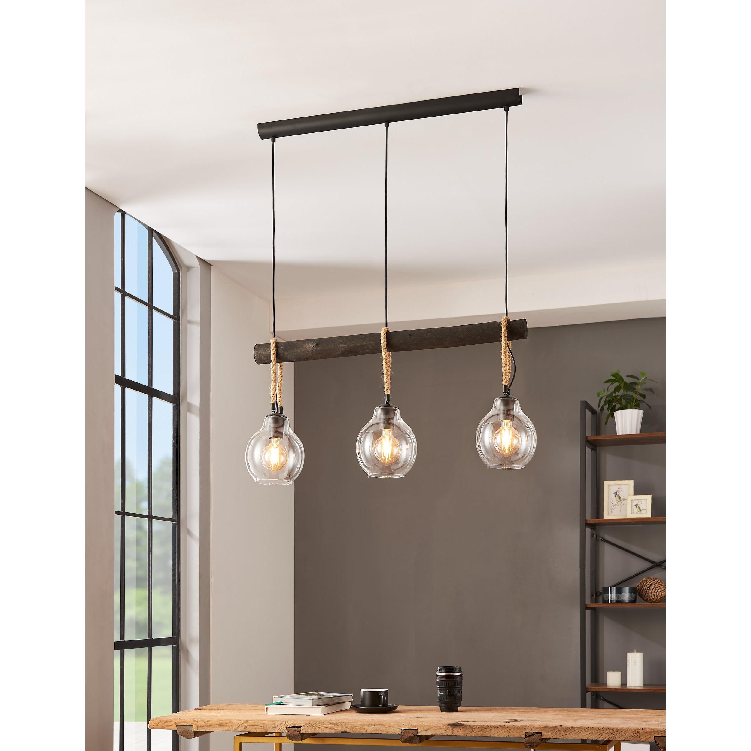 Suspension verre noir RODING E27 3X40W