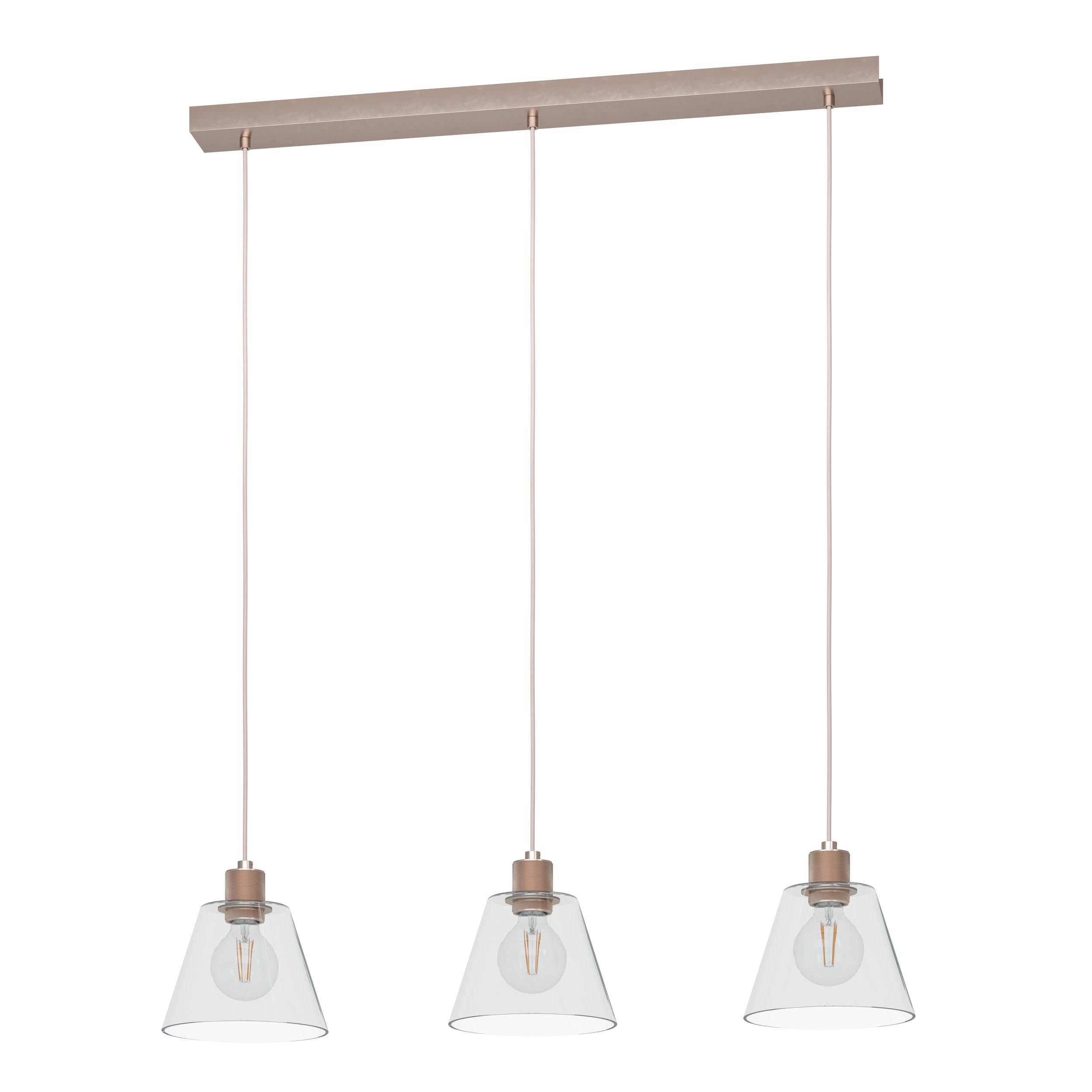 Suspension verre rose COPLEY E27 3X40W