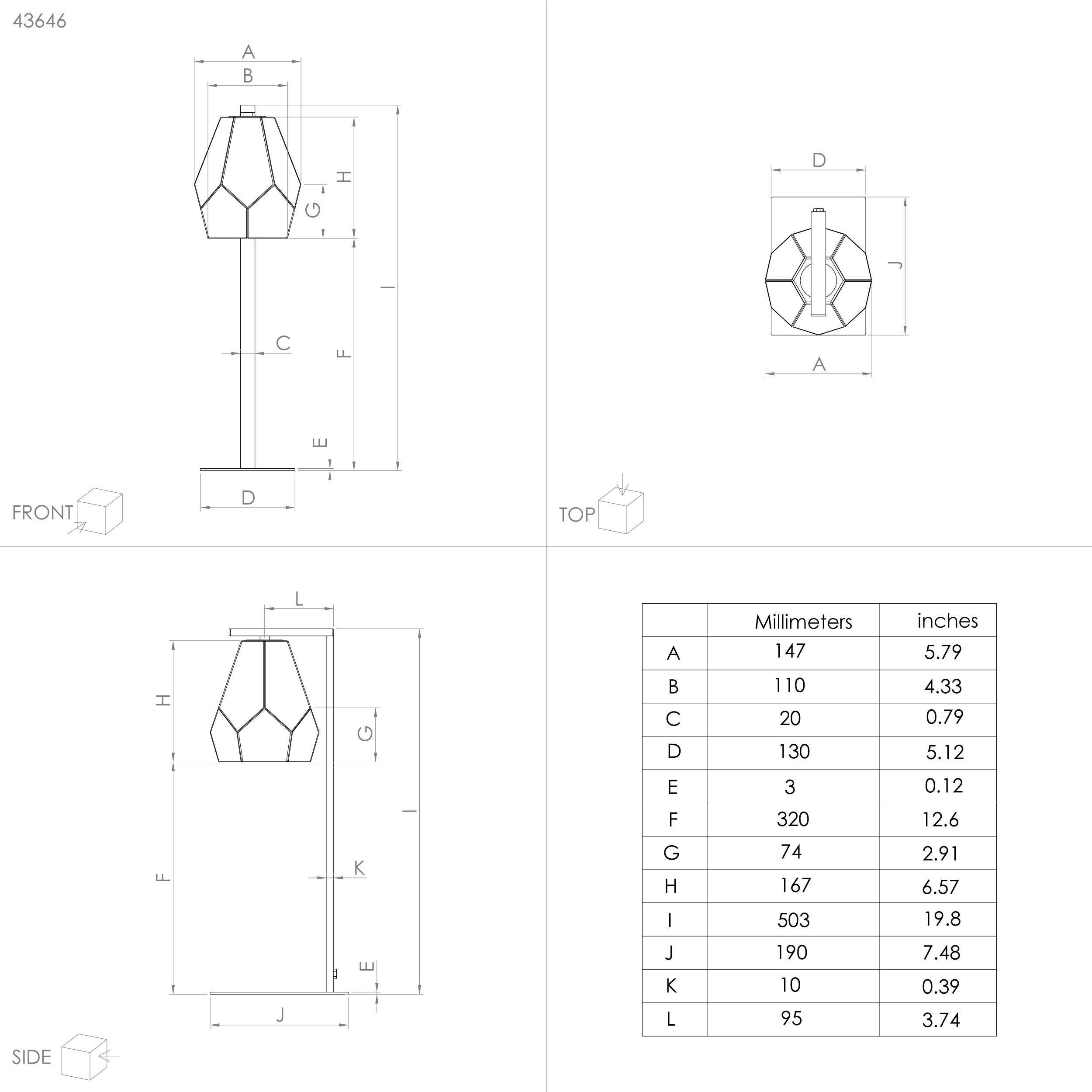 Lampe de sol verre noir MARDYKE E27 1X40W