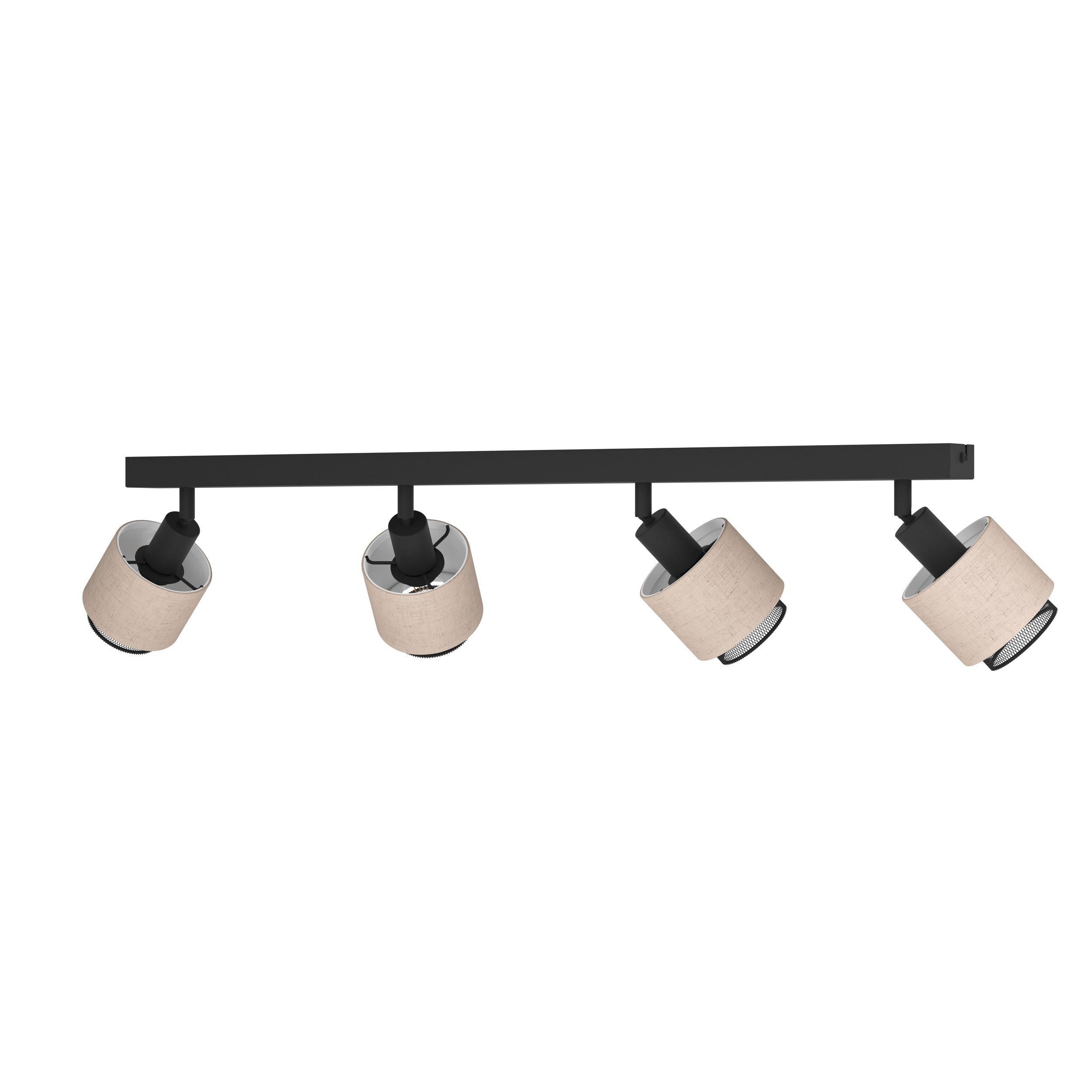 Spot de plafond réglette/plaf tissu noir ROSLEY E14 4X40W