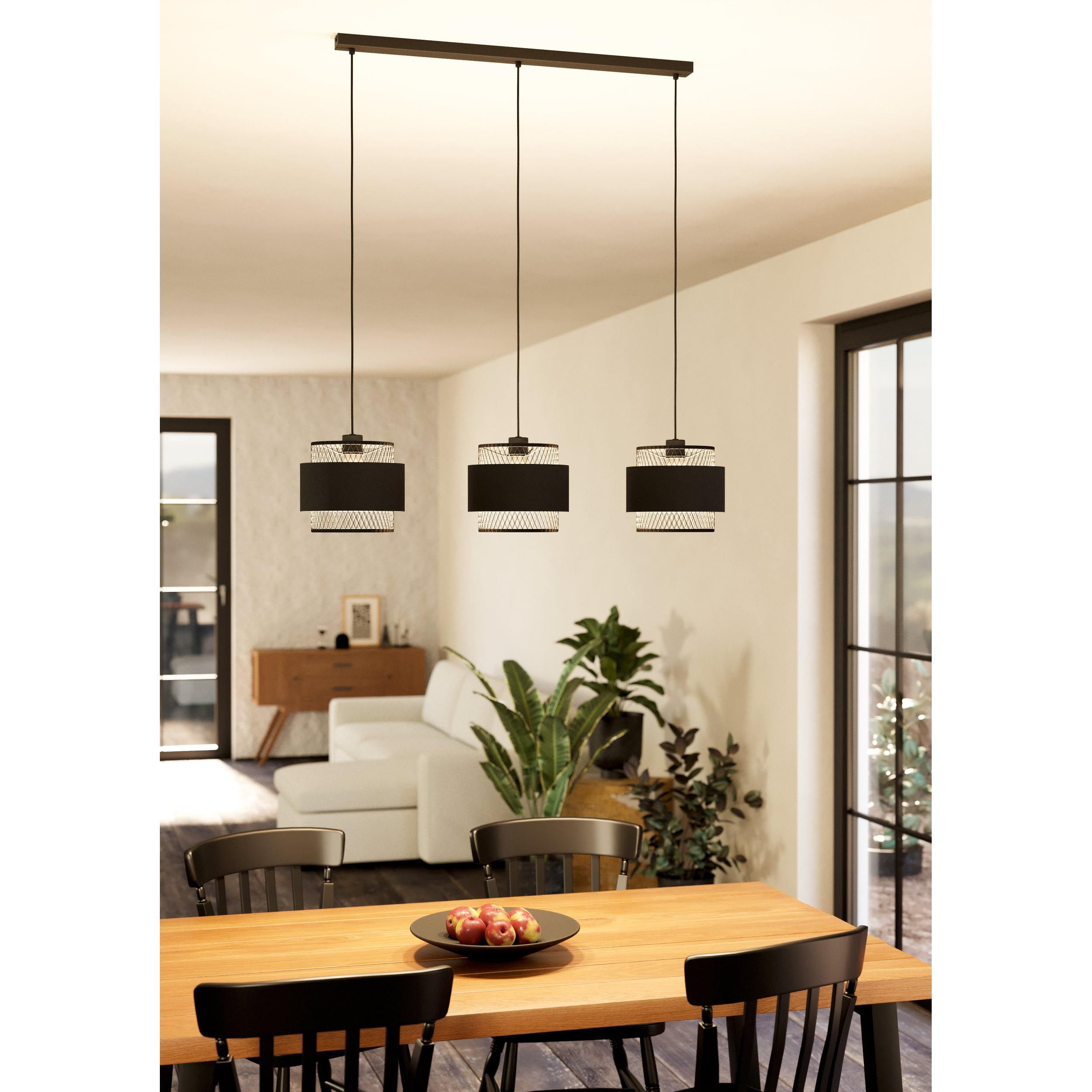 Suspension métal noir BAZELY E27 3X40W