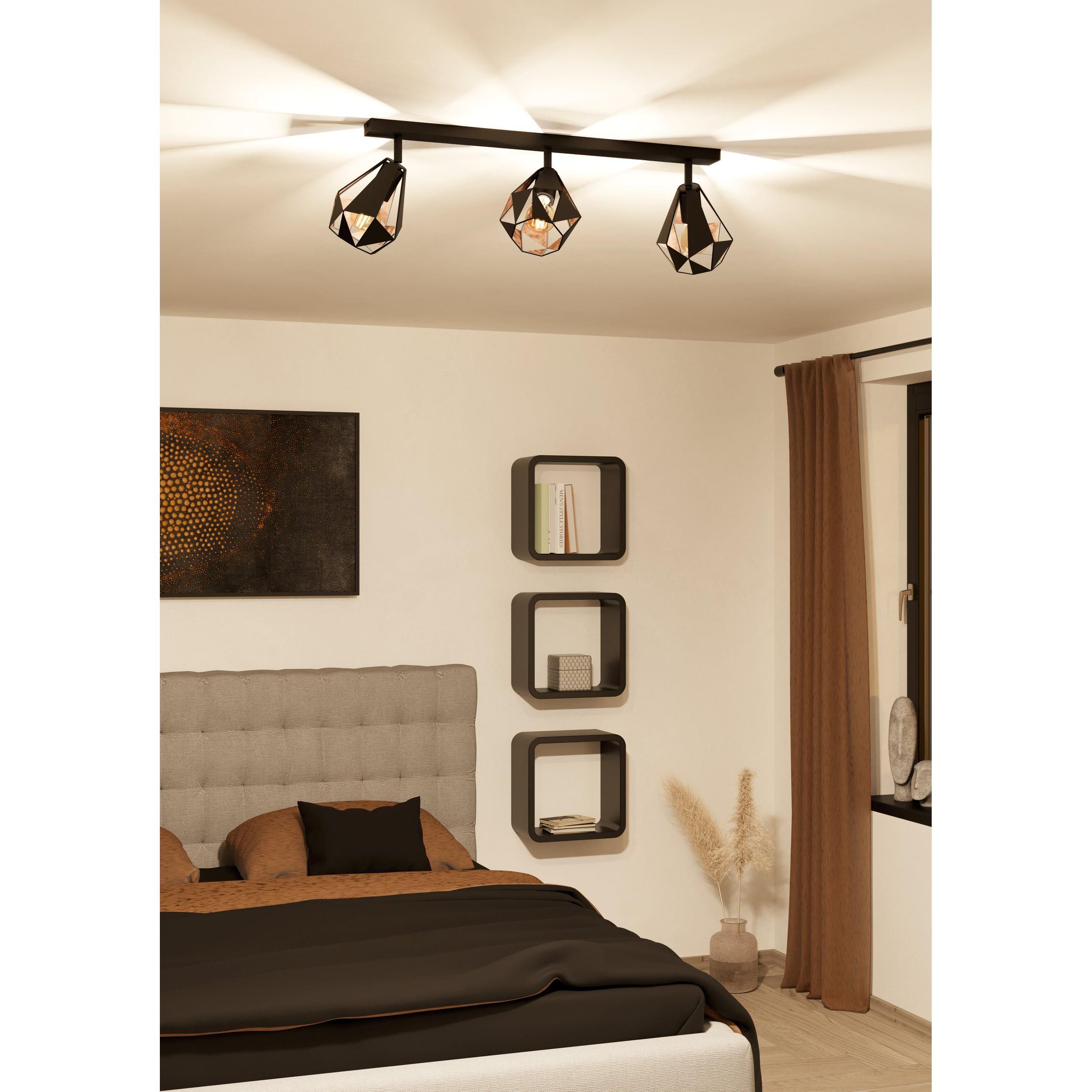 Spot de plafond réglette/plaf métal noir CARLTON 7 E27 3X40W