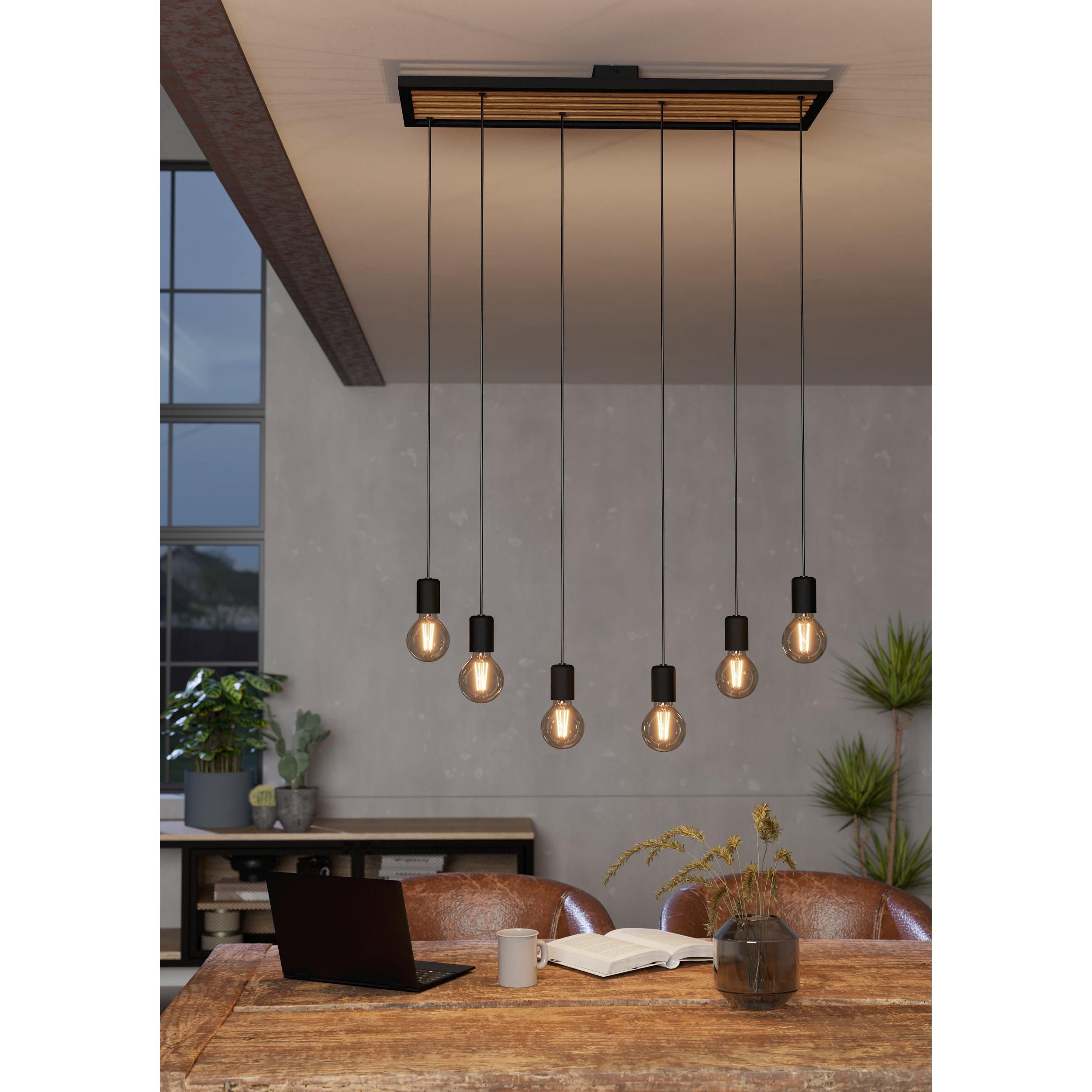 Suspension métal noir CONSETT E27 6X40W