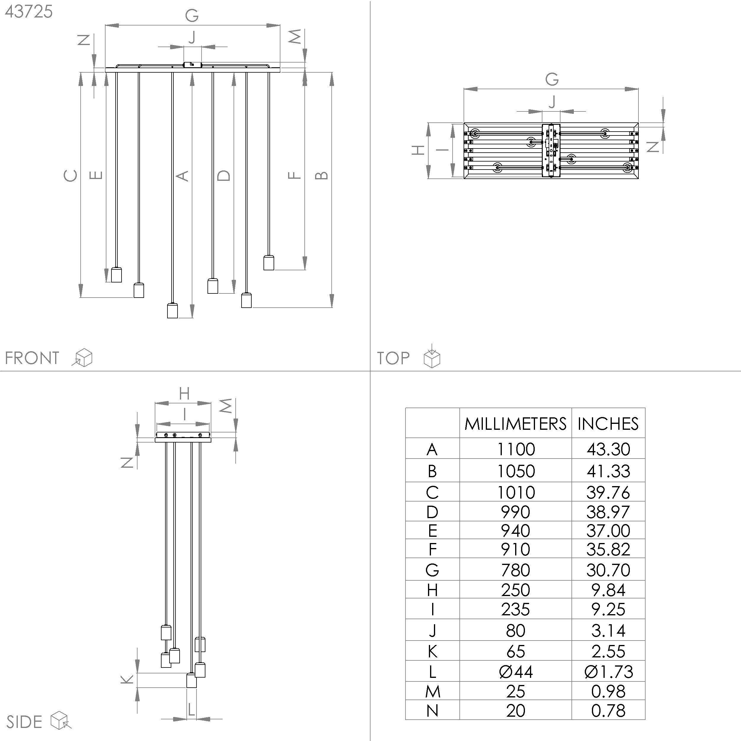 Suspension métal noir CONSETT E27 6X40W