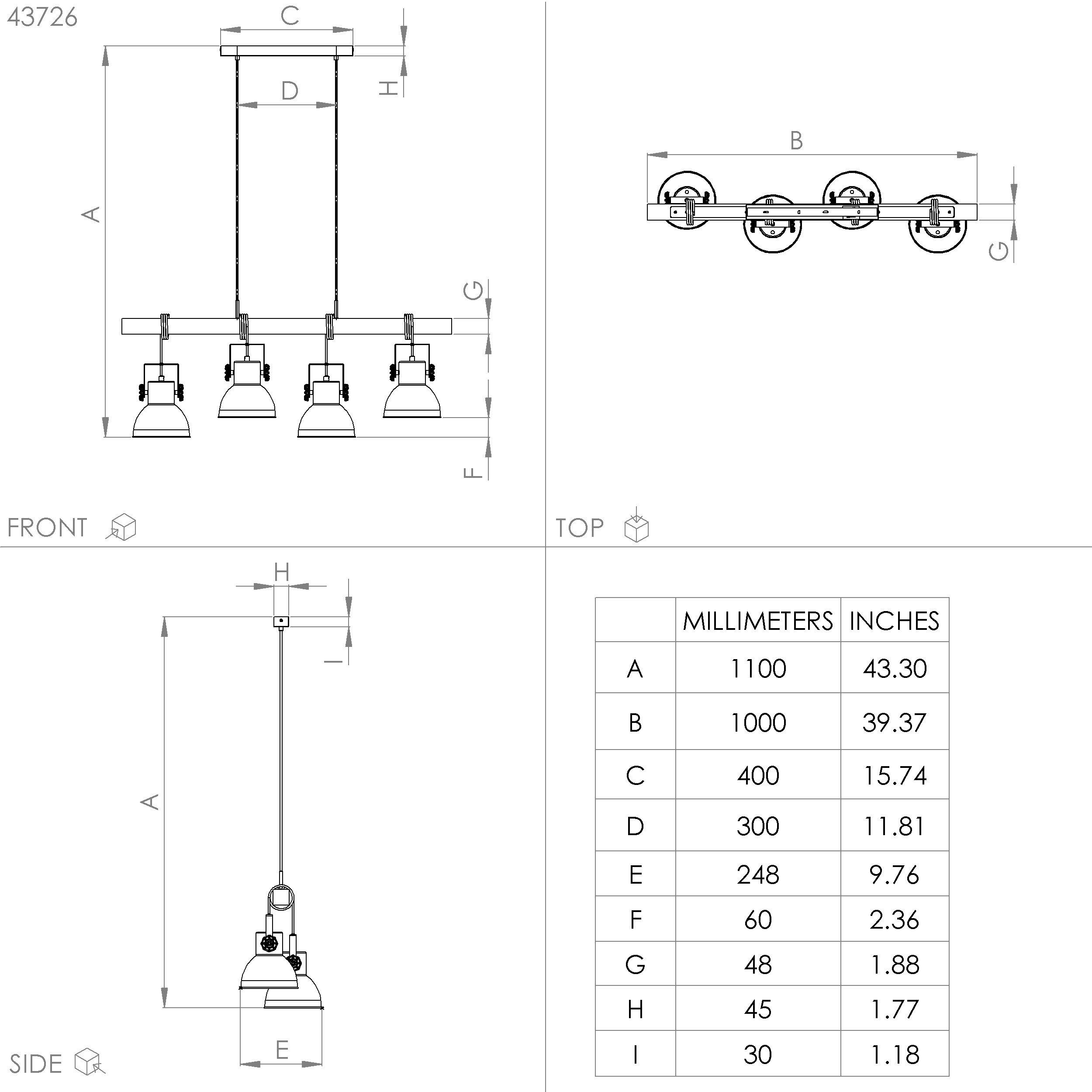 Suspension métal noir SHIREBROOK E27 4X40W