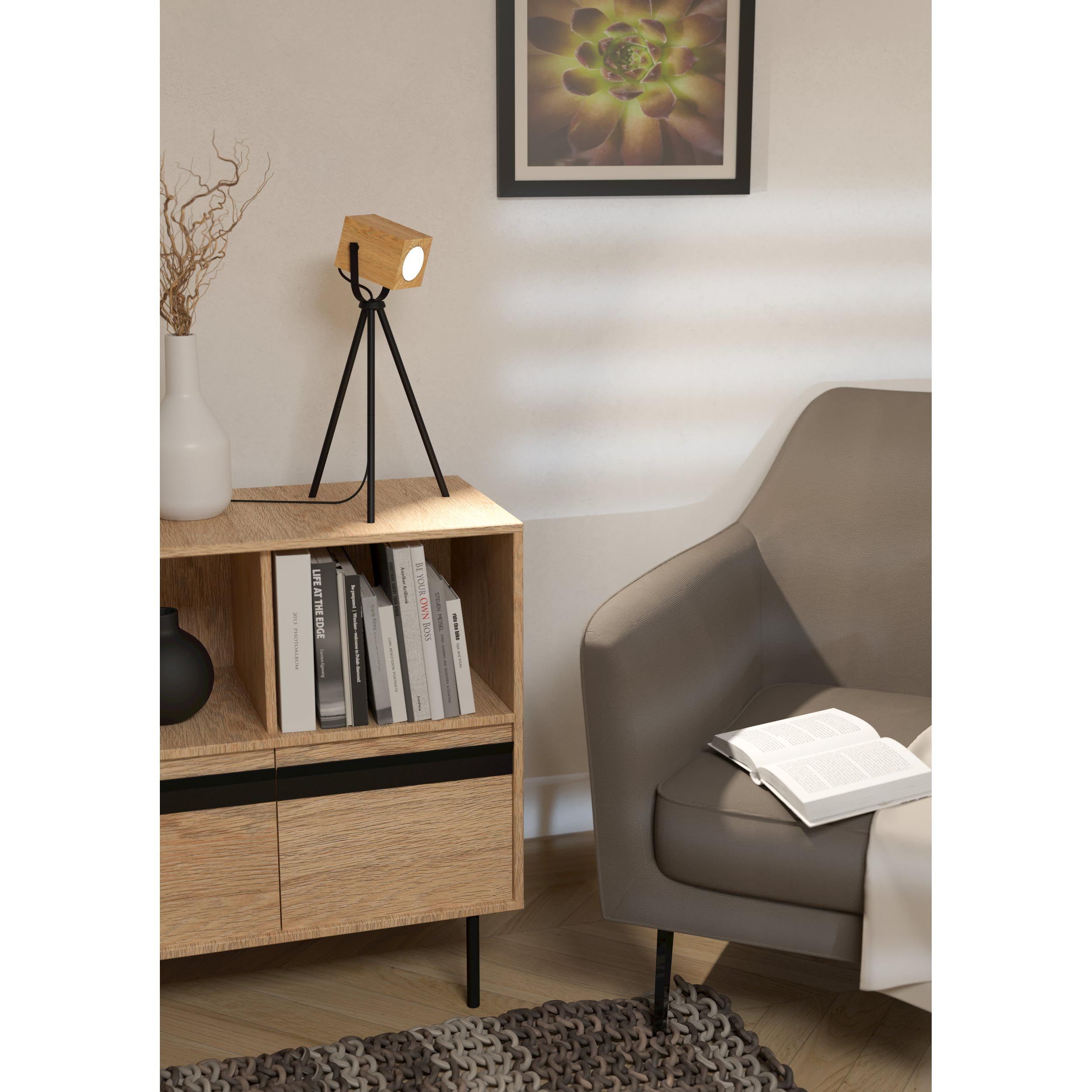 Lampe de table en métal noir et bois AYLES GU10 3W