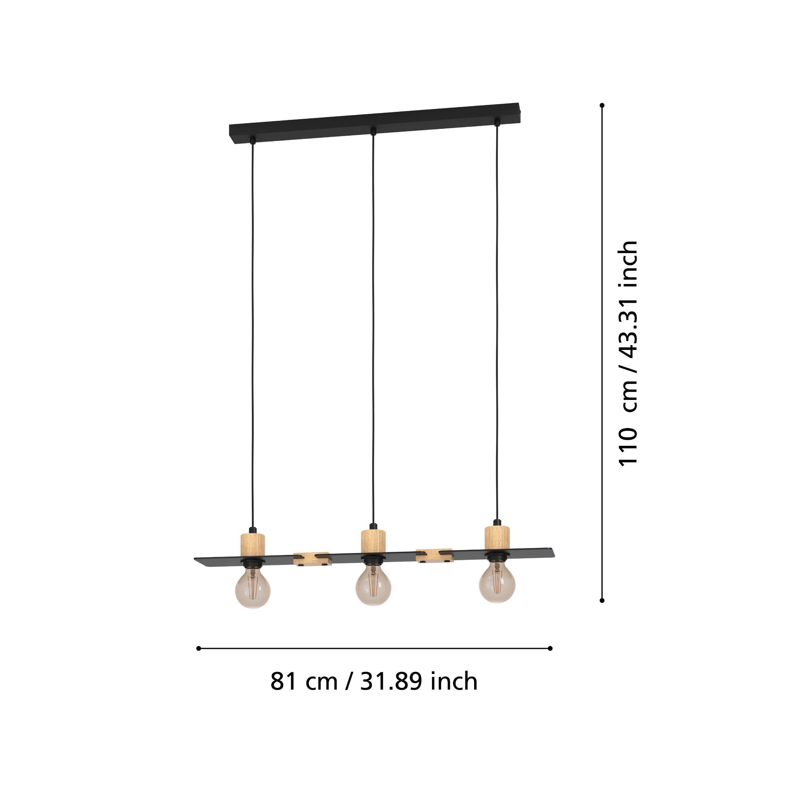 Suspension métal noir BRAMERTON E27 3X40W