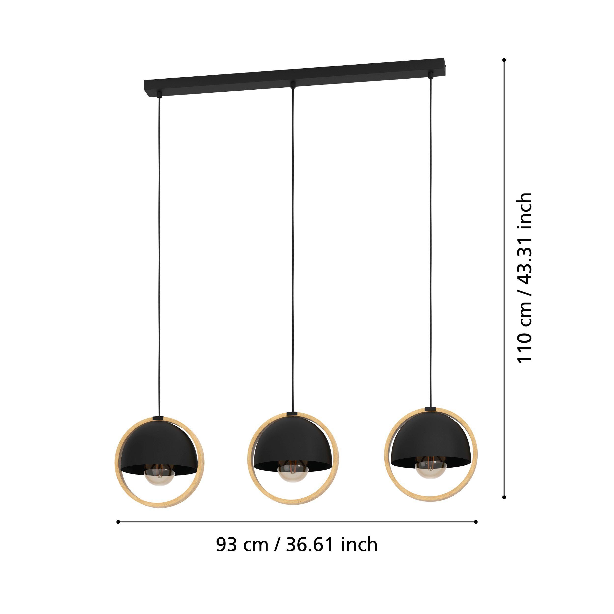 Suspension métal noir CALLOW E27 3X40W