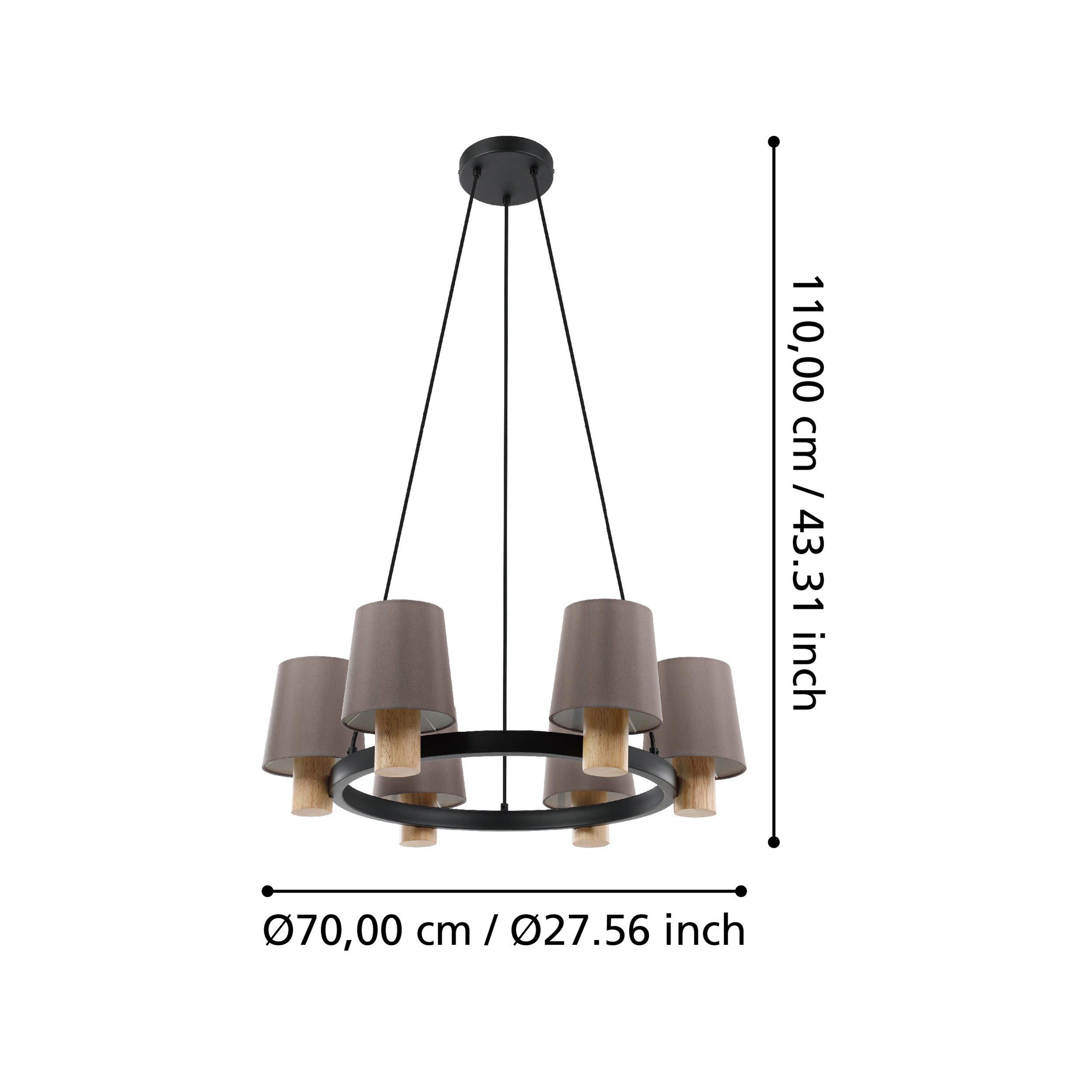 Suspension bois taupe EDALE Rond E27 6X40W