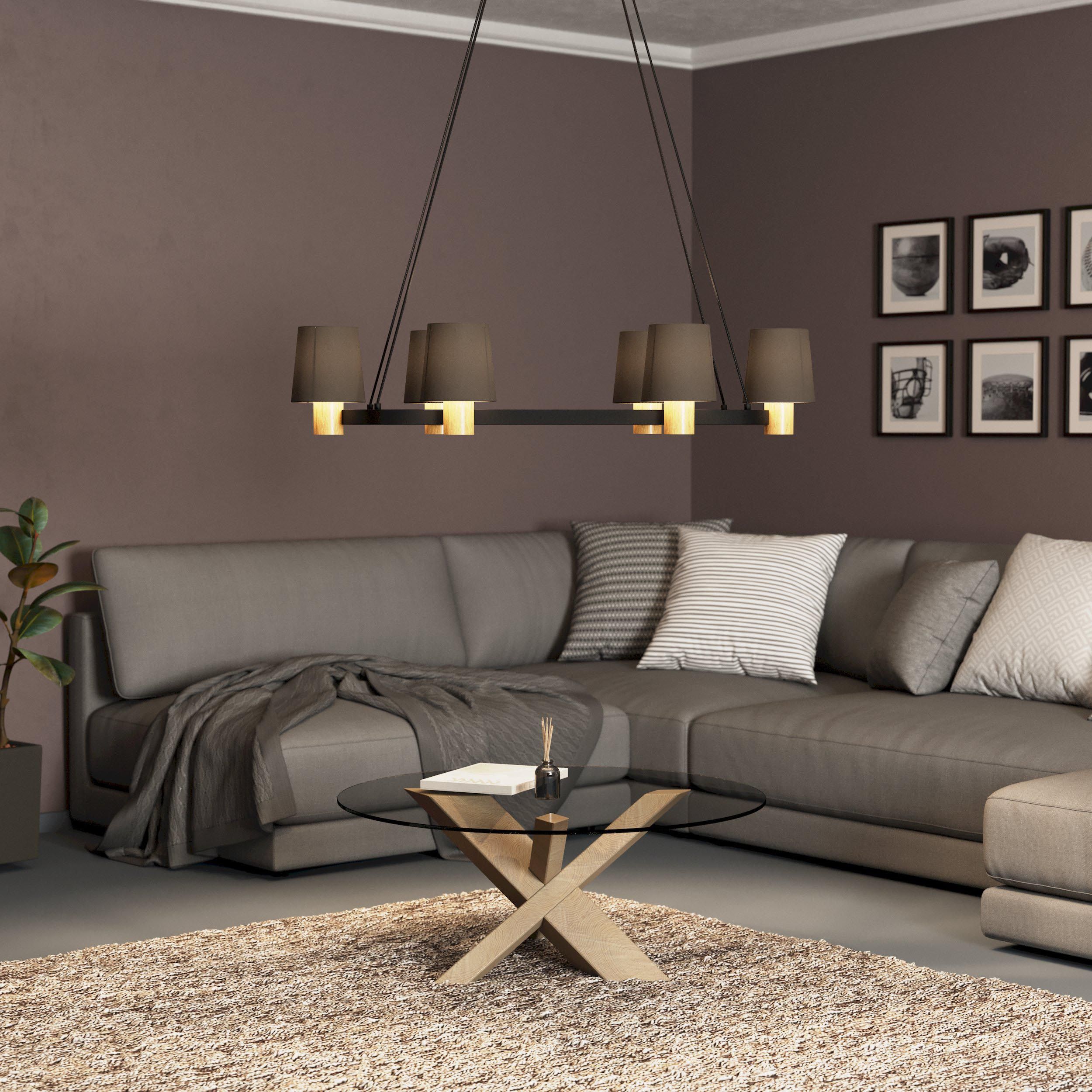 Suspension bois taupe EDALE Ovale E27 6X40W