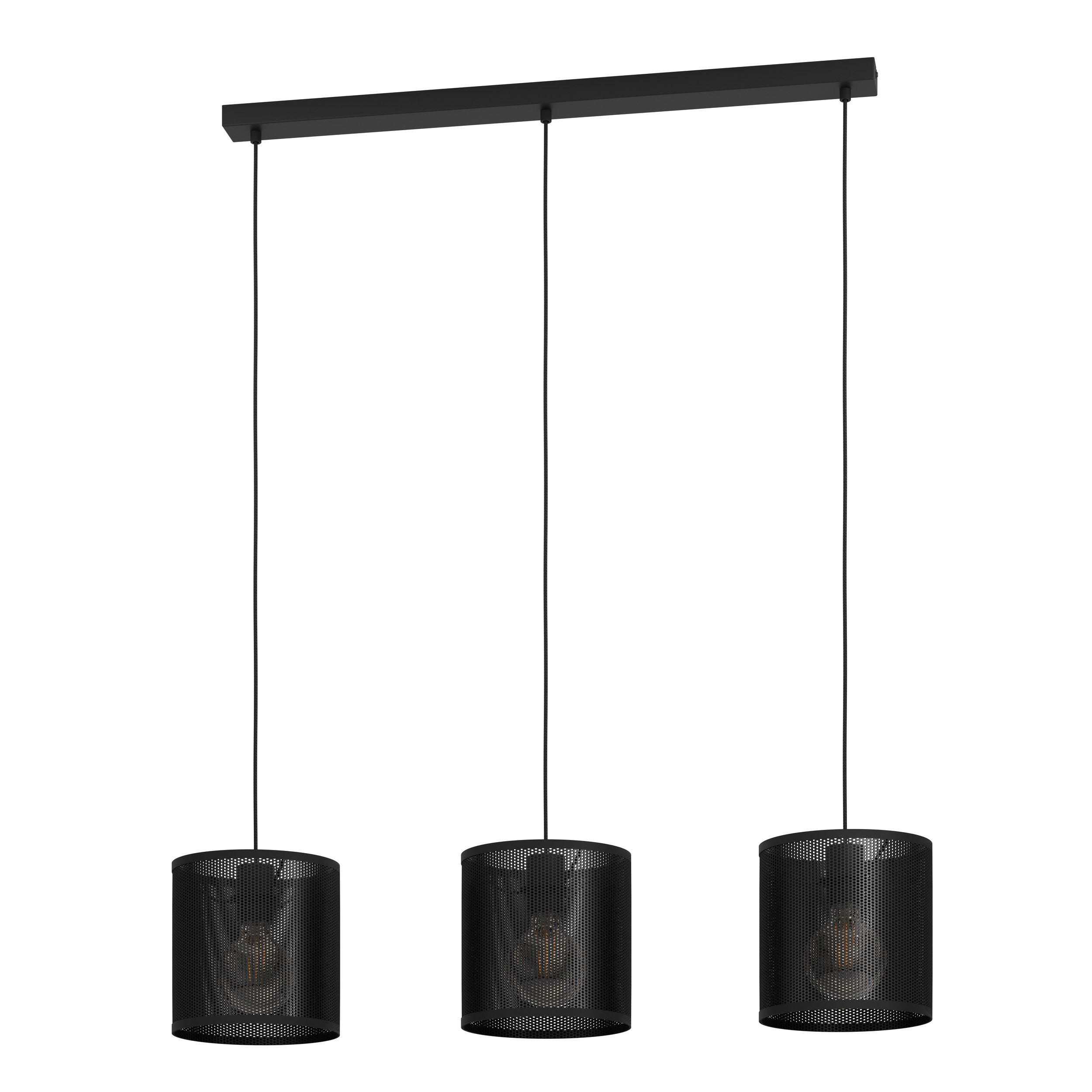 Suspension métal noir MANBY E27 3X40W