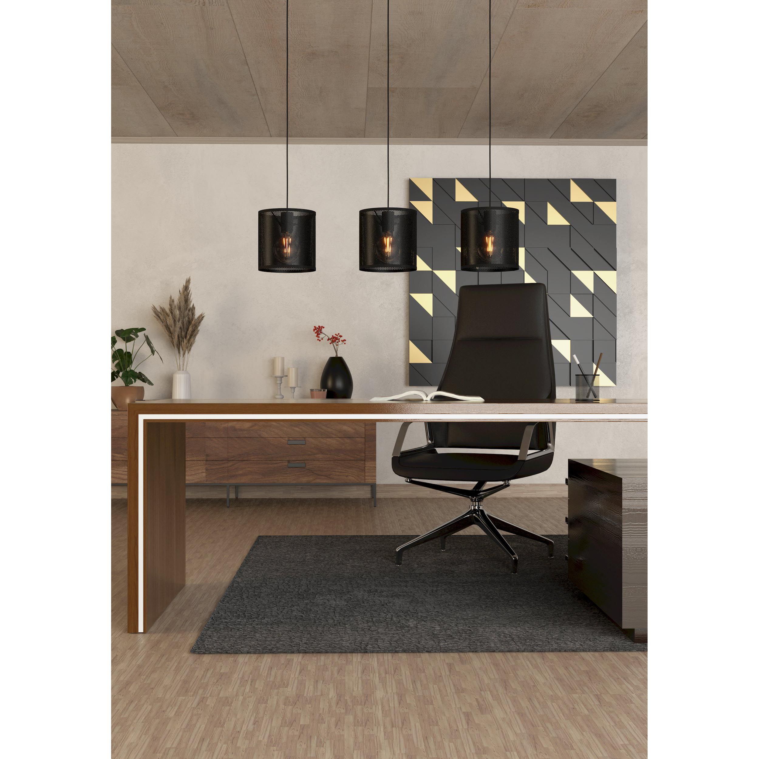 Suspension métal noir MANBY E27 3X40W