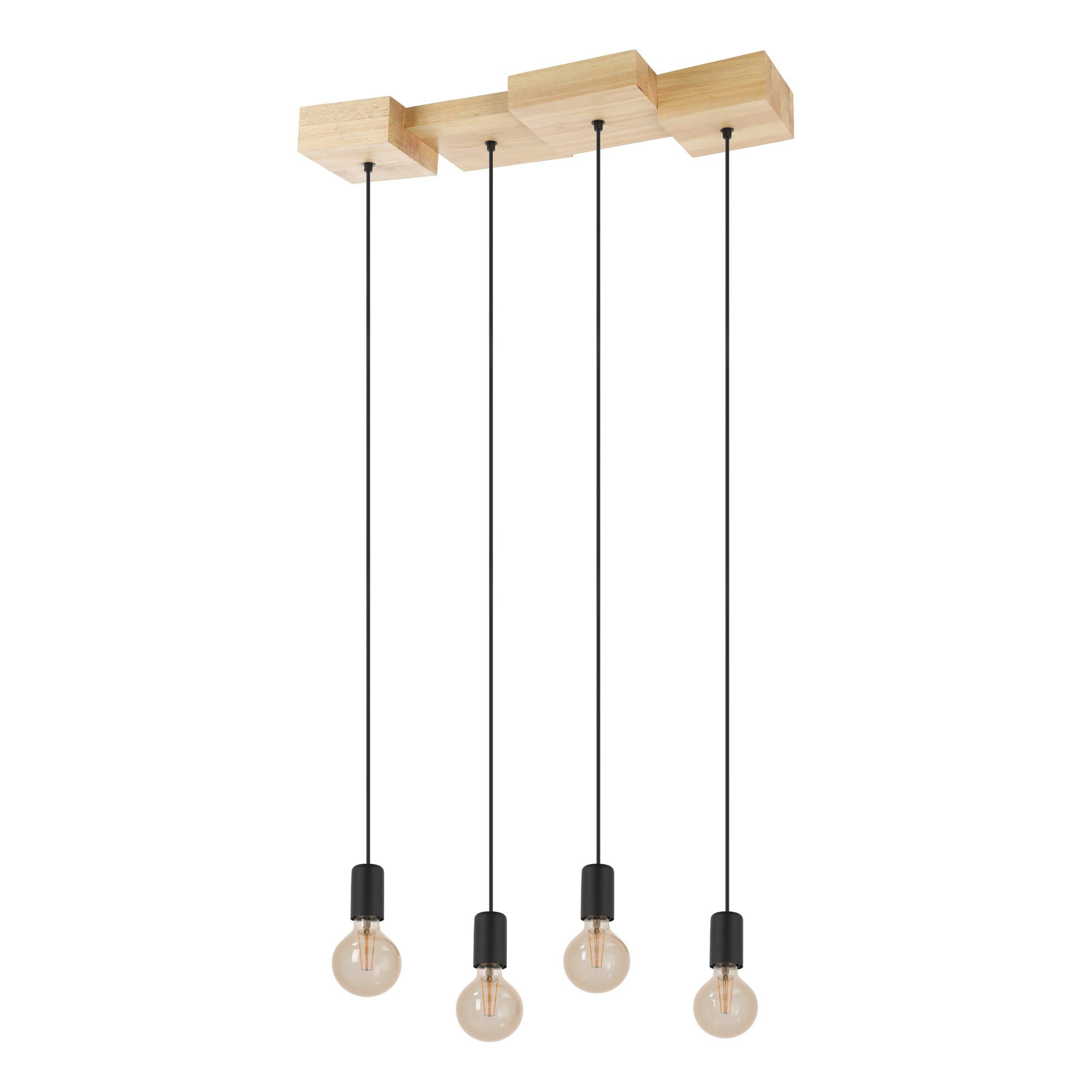 Suspension bois naturel HALKIN E27 4X40W